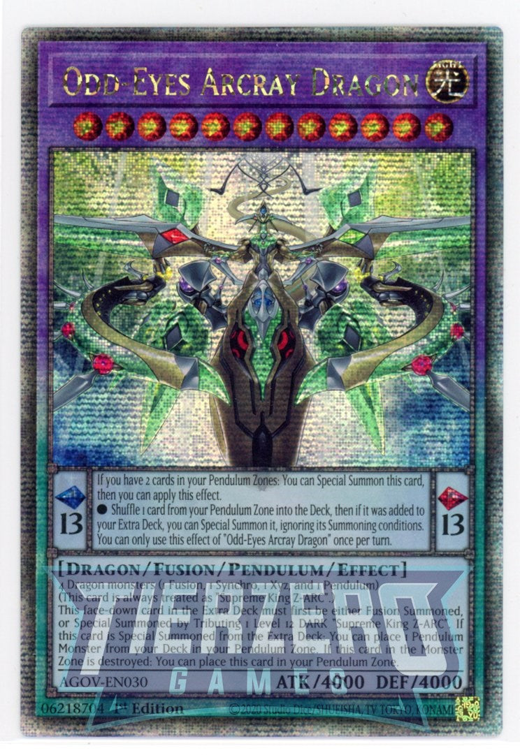 odd eyes yugioh cards AGOV-EN030 - Odd-Eyes Arcray Dragon - Quarter Century Secret Rare