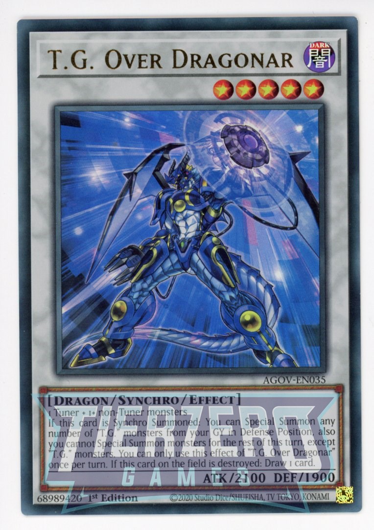 AGOV-EN035 - T.G. Over Dragonar - Ultra Rare - Effect Synchro Monster AGOV-EN035 - T.G. Over Dragonar - Ultra Rare - Effect Synchro Monster