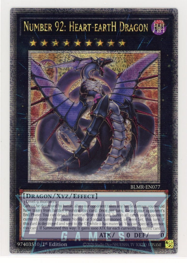 BLMR-EN077 - Number 92: Heart-eartH Dragon - Quarter Century Secret Rare - Effect Xyz Monster - Battles of Legend Monstrous Revenge