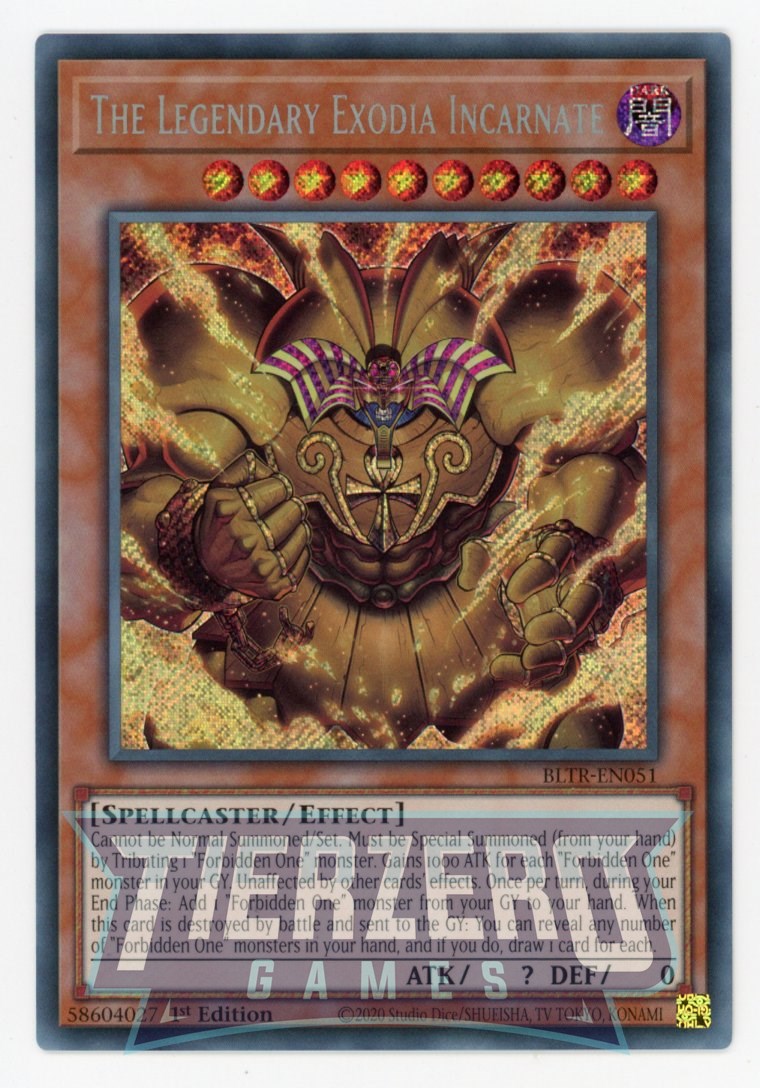 BLTR-EN051 - The Legendary Exodia Incarnate - Secret Rare - Effect Mon BLTR-EN051 - The Legendary Exodia Incarnate - Secret Rare - Effect Mon