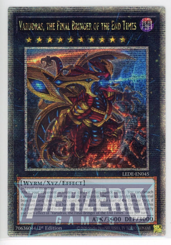 LEDE-EN045 - Varudras, the Final Bringer of the End Times - Quarter Century Secret Rare - Effect Xyz Monster - Legacy of Destruction