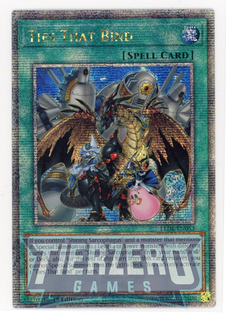 yugioh shining sarcophagus cards LEDE-EN053 - Ties That Bind - Quarter Century Secret Rare