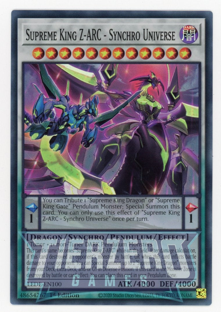 yugioh z one deck LEDE-EN100 - Supreme King Z-arc - Synchro Universe - Super Rare