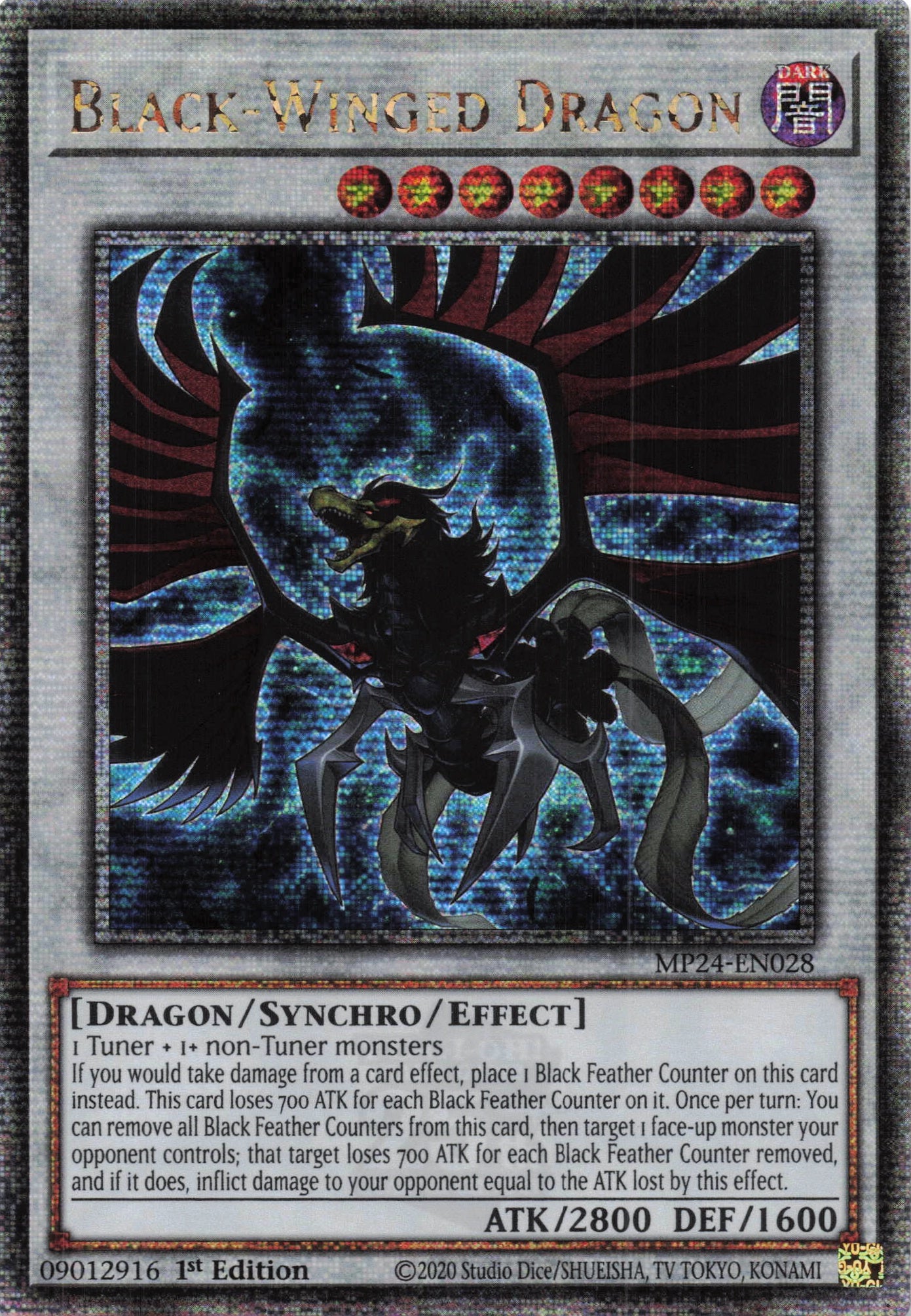 yugioh black cards MP24-EN028 - Black-Winged Dragon - Quarter Century Secret Rare