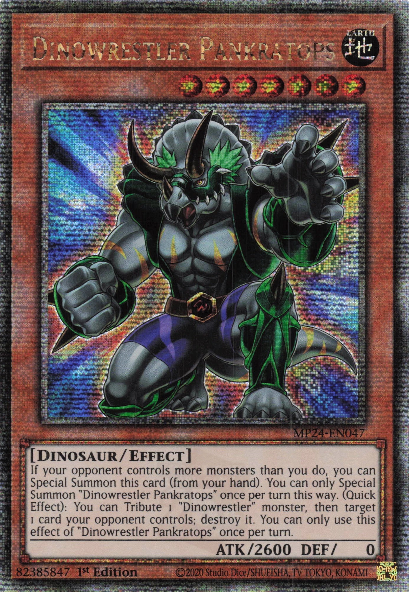 dinowrestler yugioh deck MP24-EN047 - Dinowrestler Pankratops - Quarter Century Secret Rare