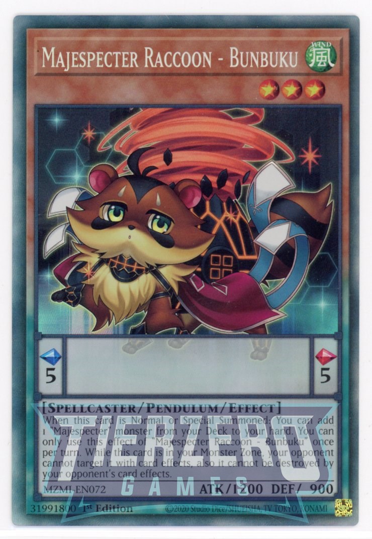 yugioh raccoon cards MZMI-EN072 - Majespecter Raccoon - Bunkbuku - Collector's Rare