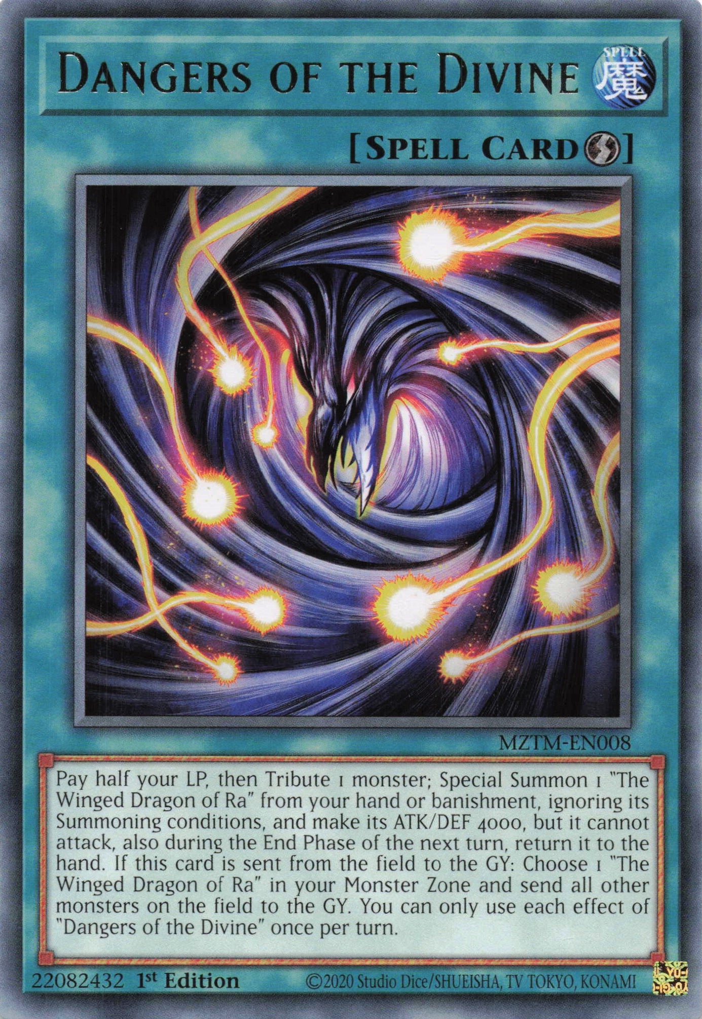 MZTM-EN008 - Dangers of the Divine - Rare - Quick-Play Spell - Maze Of The Master