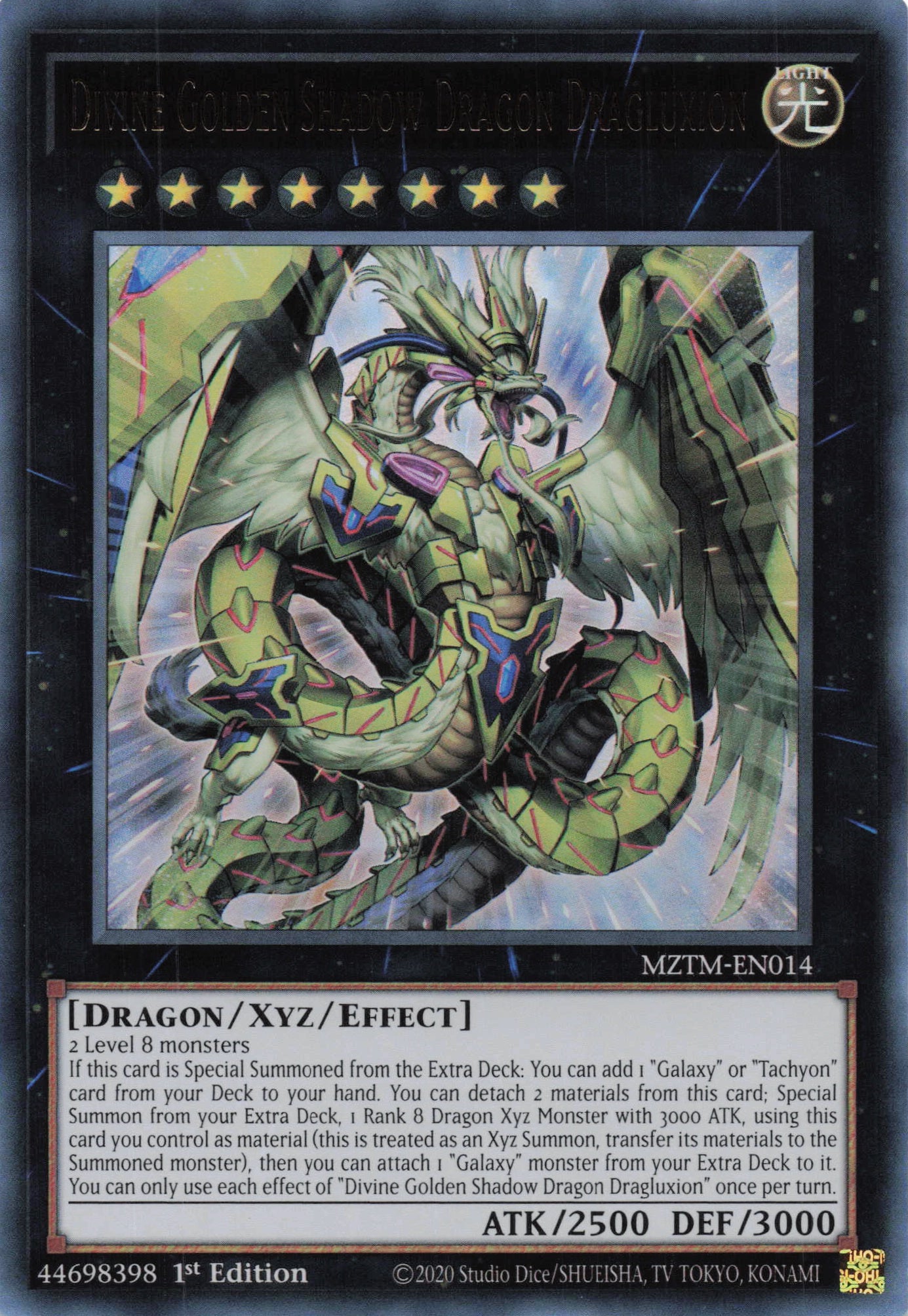 MZTM-EN014 - Divine Golden Shadow Dragon Dragluxion - Ultra Rare - Effect Xyz Monster - Maze Of The Master