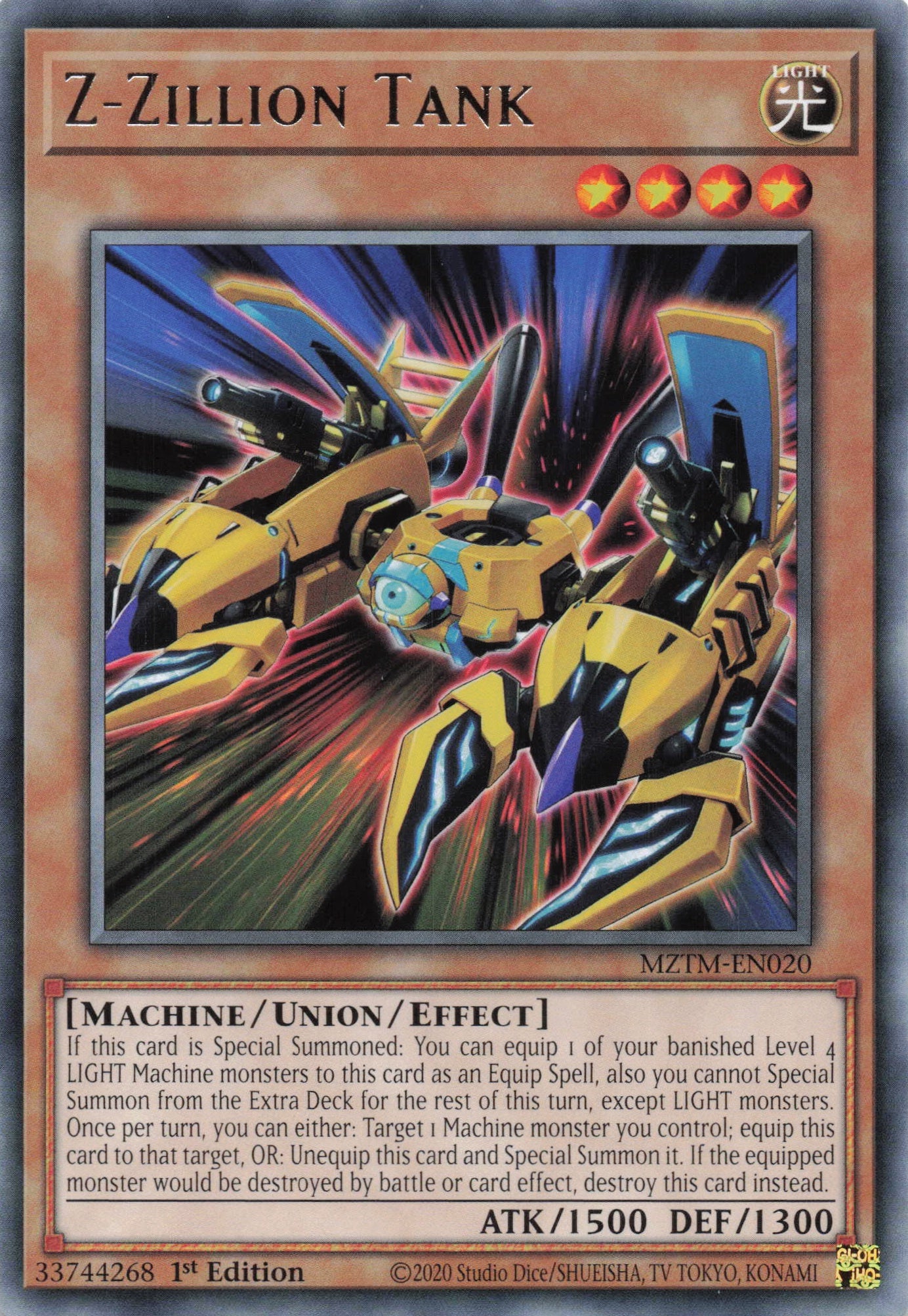 union cards yugioh MZTM-EN020 - Z-Zillion Tank - Rare - Union monster