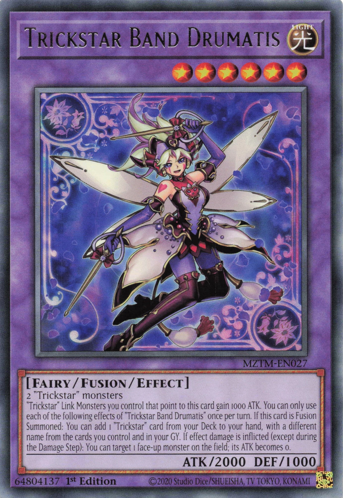 MZTM-EN027 - Trickstar Band Drumatis - Rare - Effect Fusion Monster - Maze Of The Master