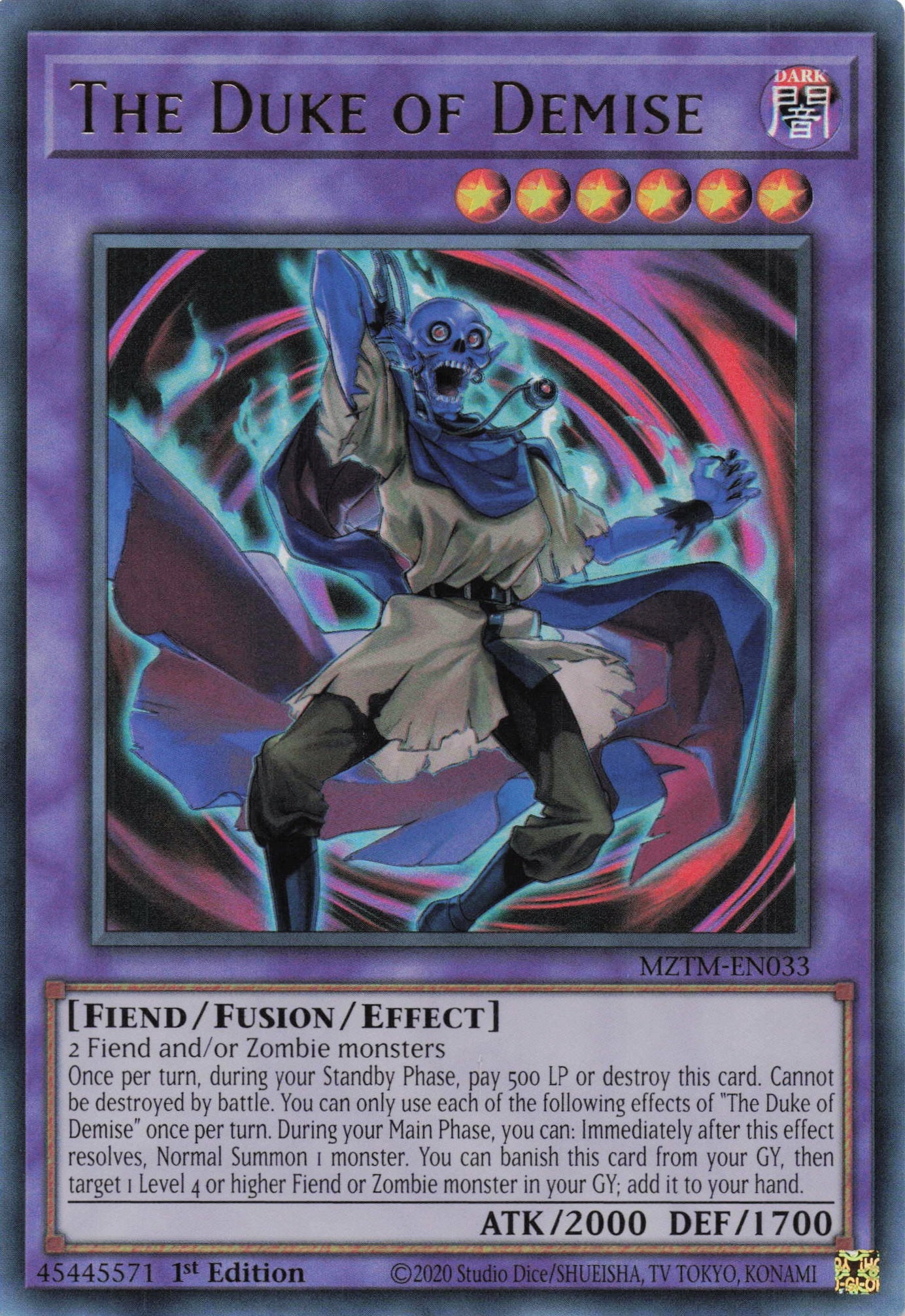 MZTM-EN033 - The Duke of Demise - Ultra Rare - Effect Fusion Monster - MZTM-EN033 - The Duke of Demise - Ultra Rare - Effect Fusion Monster -