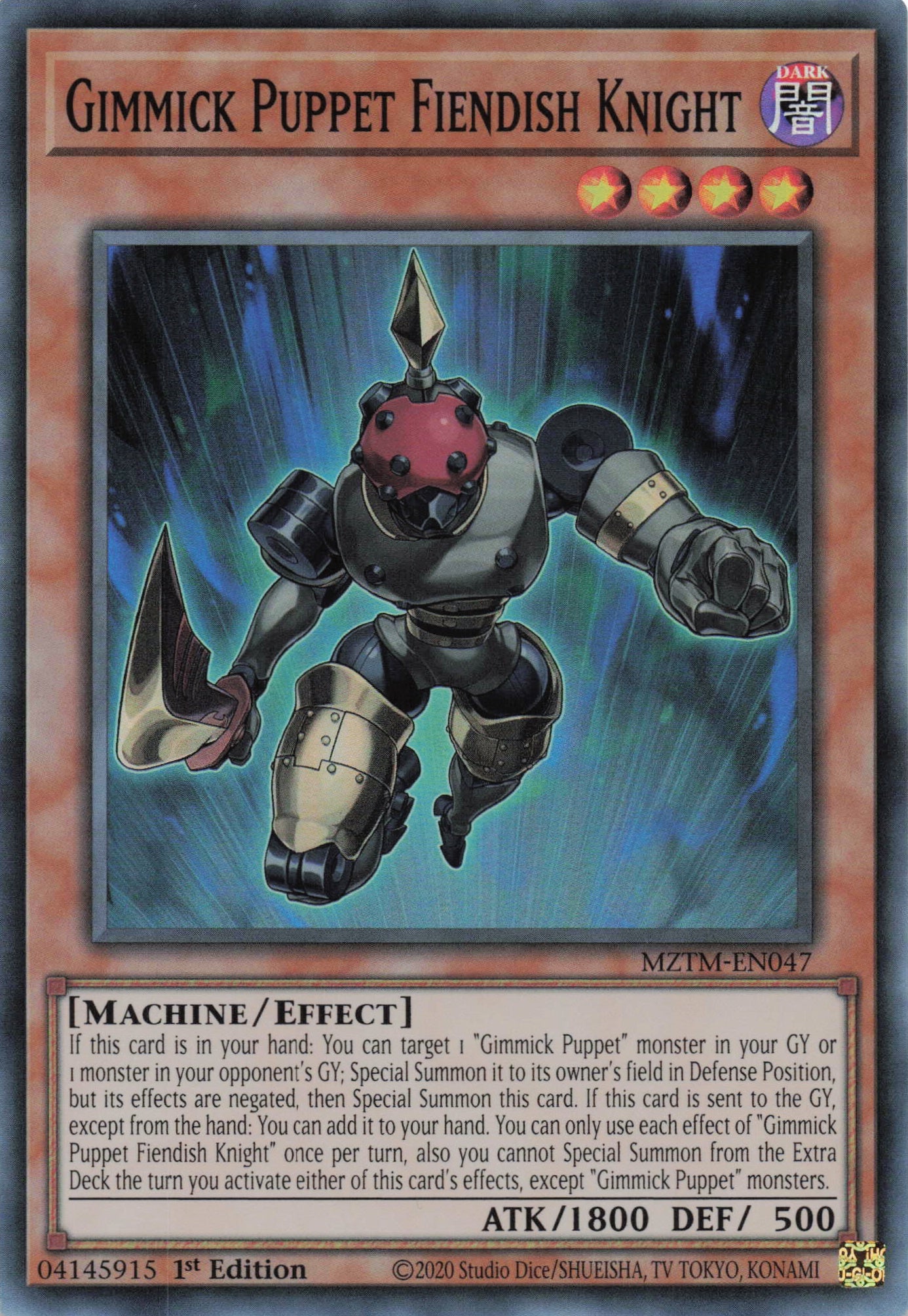 dark machine monsters yugioh MZTM-EN047 - Gimmick Puppet Fiendish Knight - Super Rare
