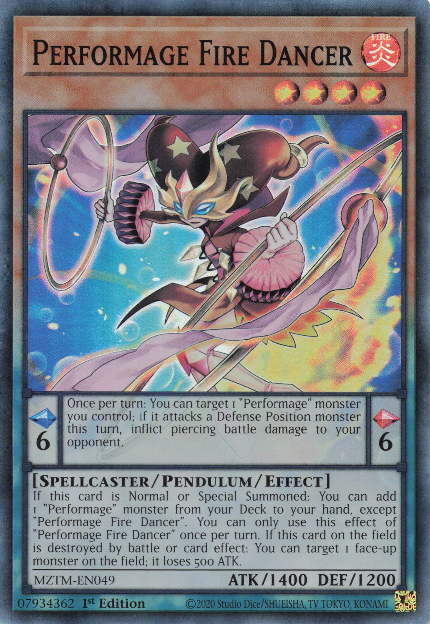 MZTM-EN049 - Performage Fire Dancer - Super Rare - Effect Pendulum Monster - Maze Of The Master