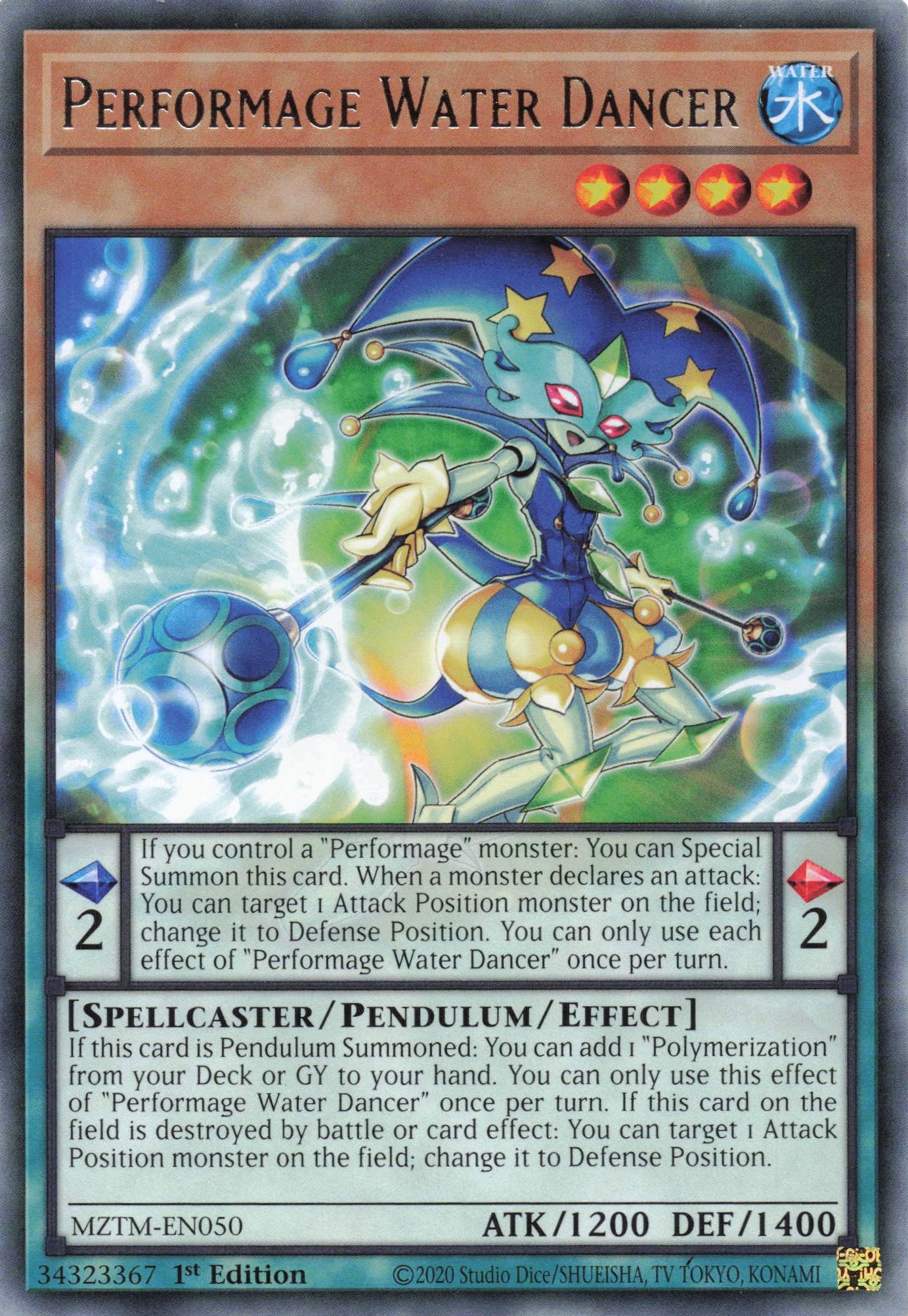 MZTM-EN050 - Performage Water Dancer - Rare - Effect Pendulum Monster - Maze Of The Master