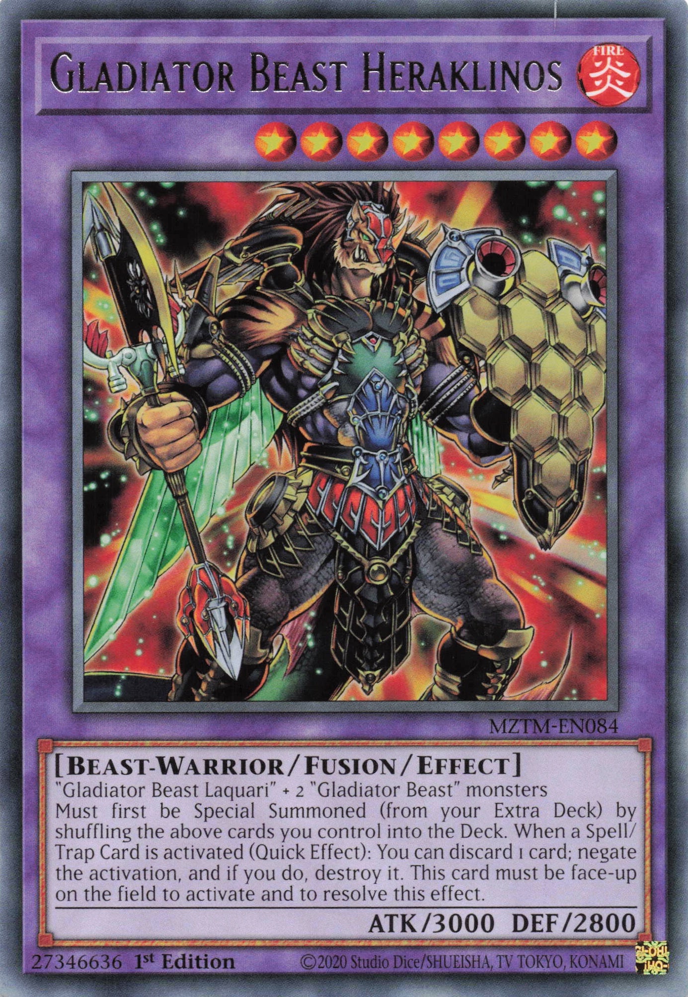 MZTM-EN084 - Gladiator Beast Heraklinos - Rare - Effect Fusion Monster - Maze Of The Master