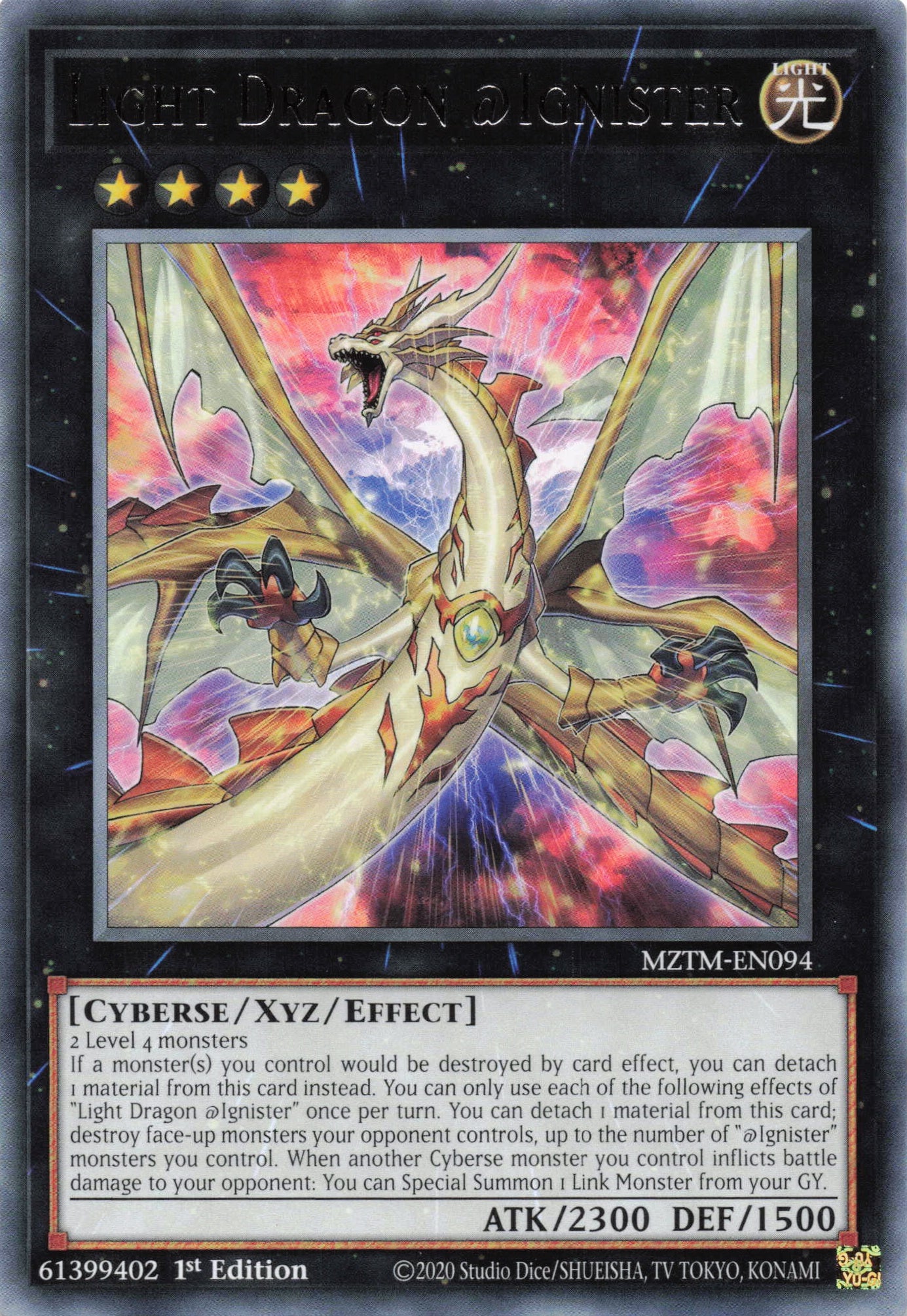 MZTM-EN094 - Light Dragon @Ignister - Rare - Effect Xyz Monster - Maze Of The Master
