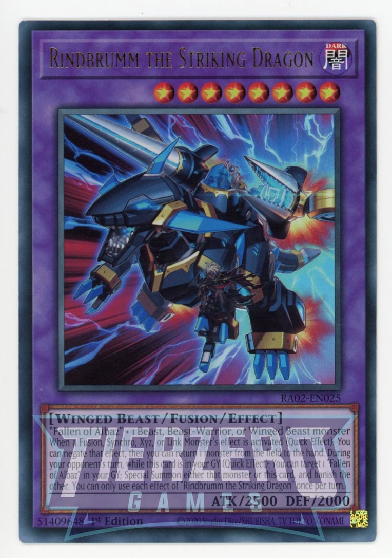 RA02-EN025 - Rindbrumm the Striking Dragon - Ultra Rare - - Rarity Collection 2