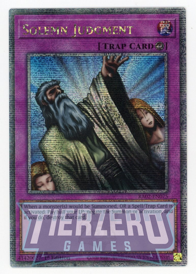 RA02-EN075 - Solemn Judgment - Quarter Century Secret Rare - - Rarity RA02-EN075 - Solemn Judgment - Quarter Century Secret Rare - - Rarity