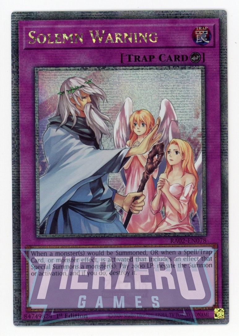RA02-EN078 - Solemn Warning - Quarter Century Secret Rare - - Rarity Collection 2