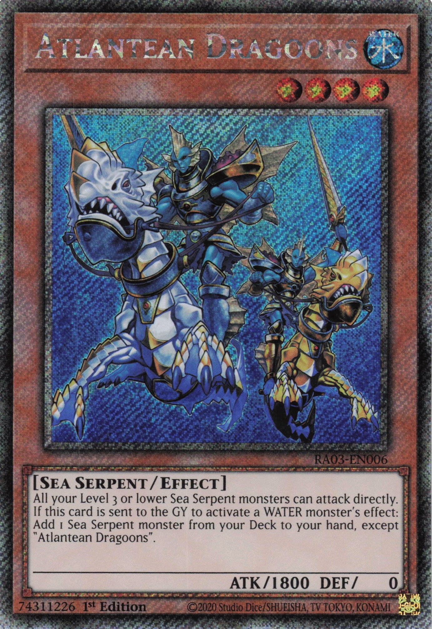 Atlantean Dragoons RA03-EN006 - - Quarter Century Secret Rare - - AMERICAN PRINT