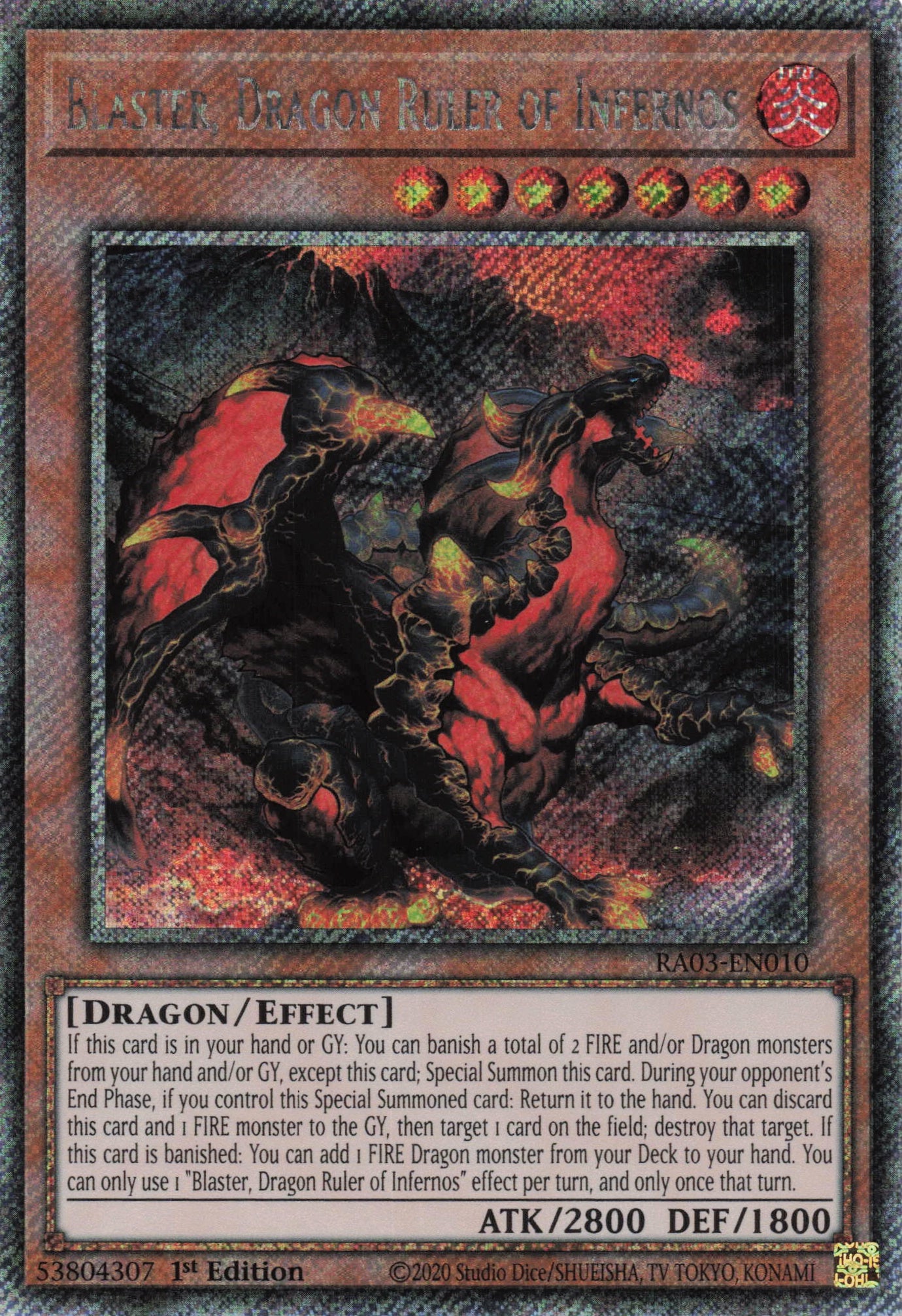 Blaster, Dragon Ruler of Infernos RA03-EN010 - - Platinum Secret Rare - -