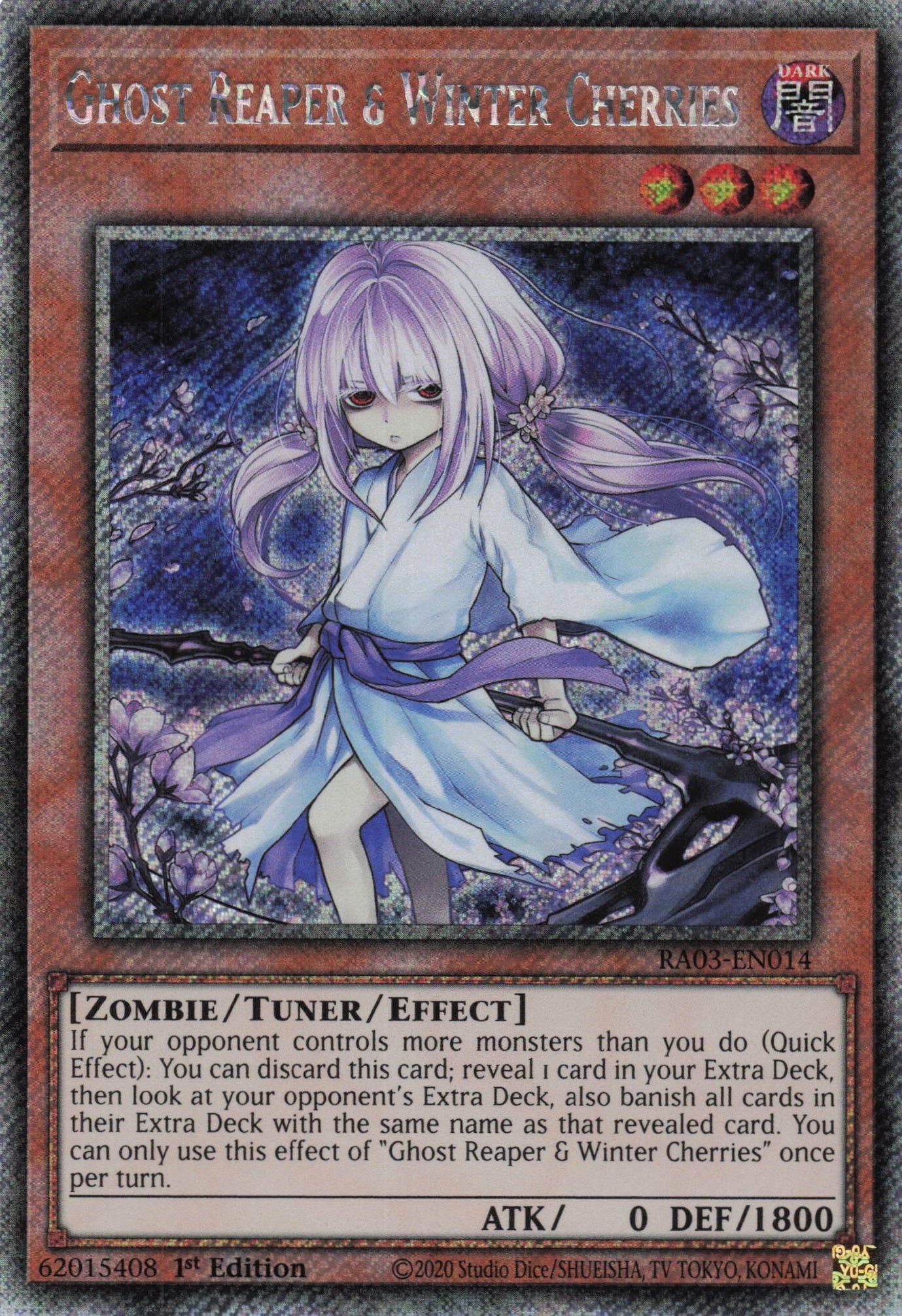 Ghost Reaper & Winter Cherries (alternate artwork) RA03-EN014 - Quarter Century Secret Rare -