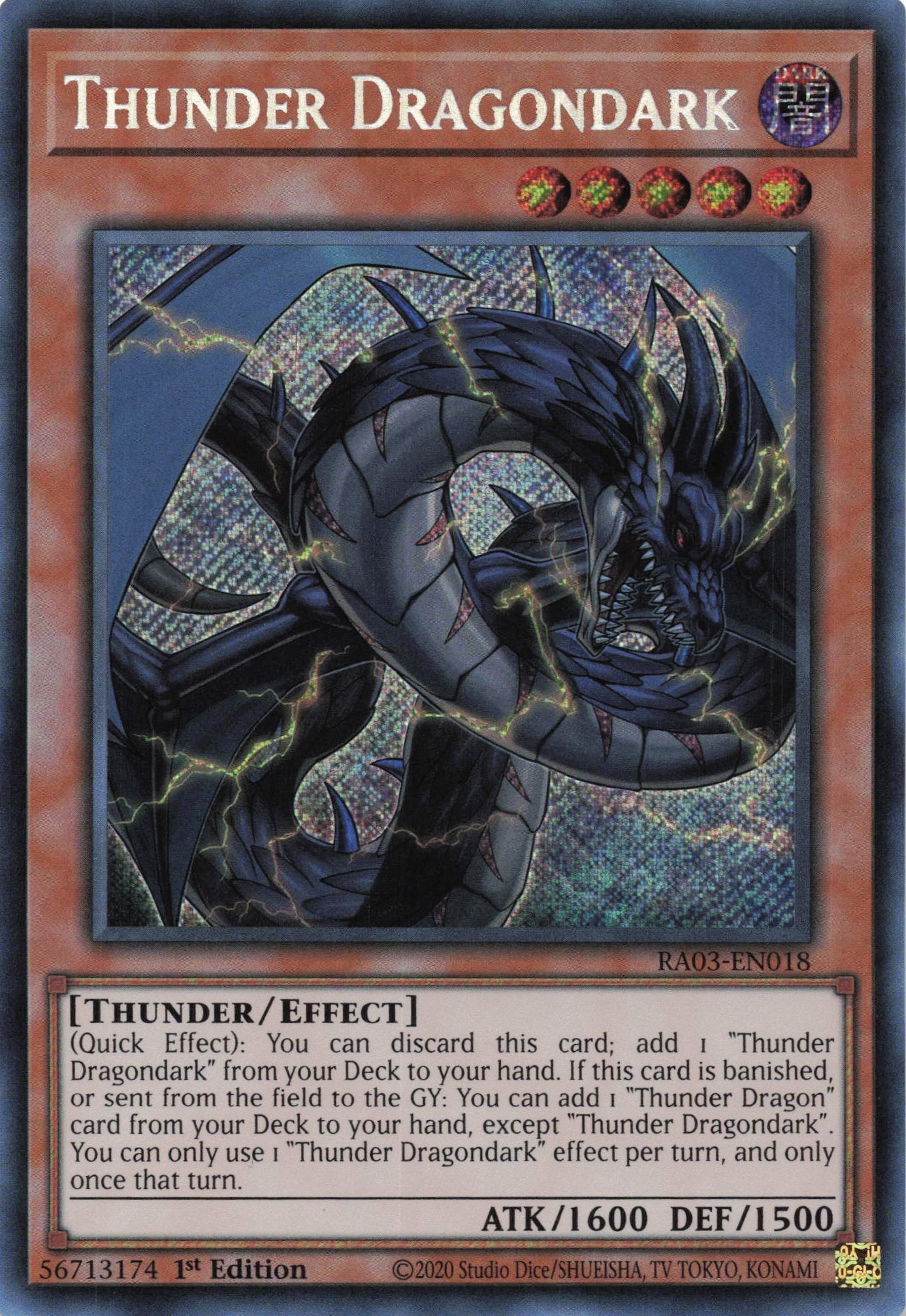Thunder Dragondark RA03-EN018 - Secret Rare -
