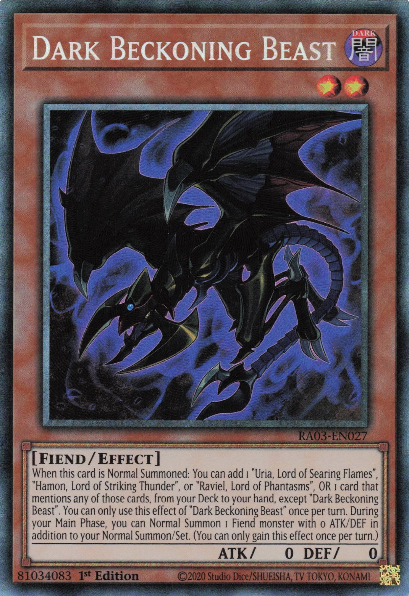 Dark Beckoning Beast RA03-EN027 - Collector's Rare -