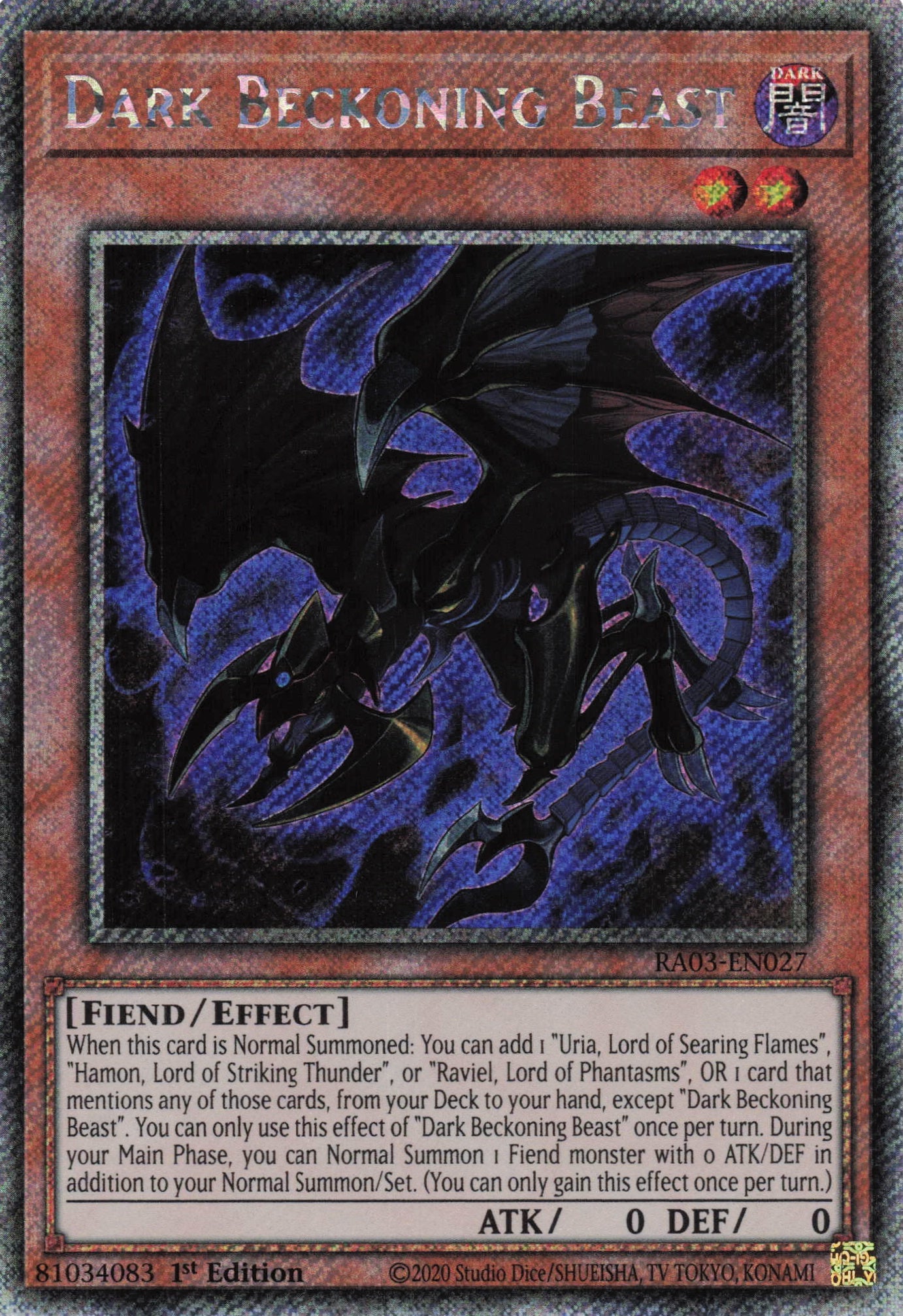 Dark Beckoning Beast RA03-EN027 - Quarter Century Secret Rare -