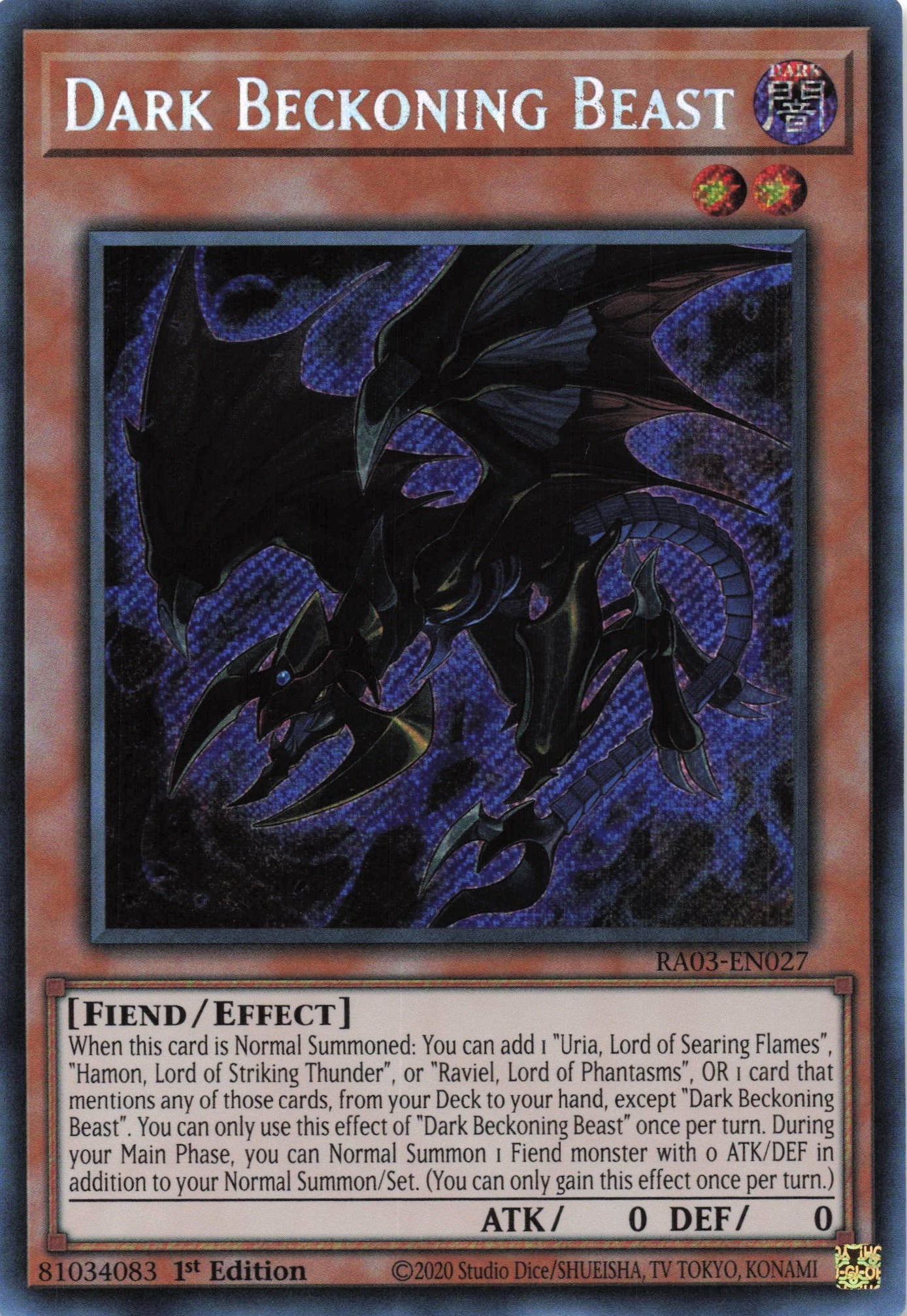 Dark Beckoning Beast RA03-EN027 - Secret Rare -