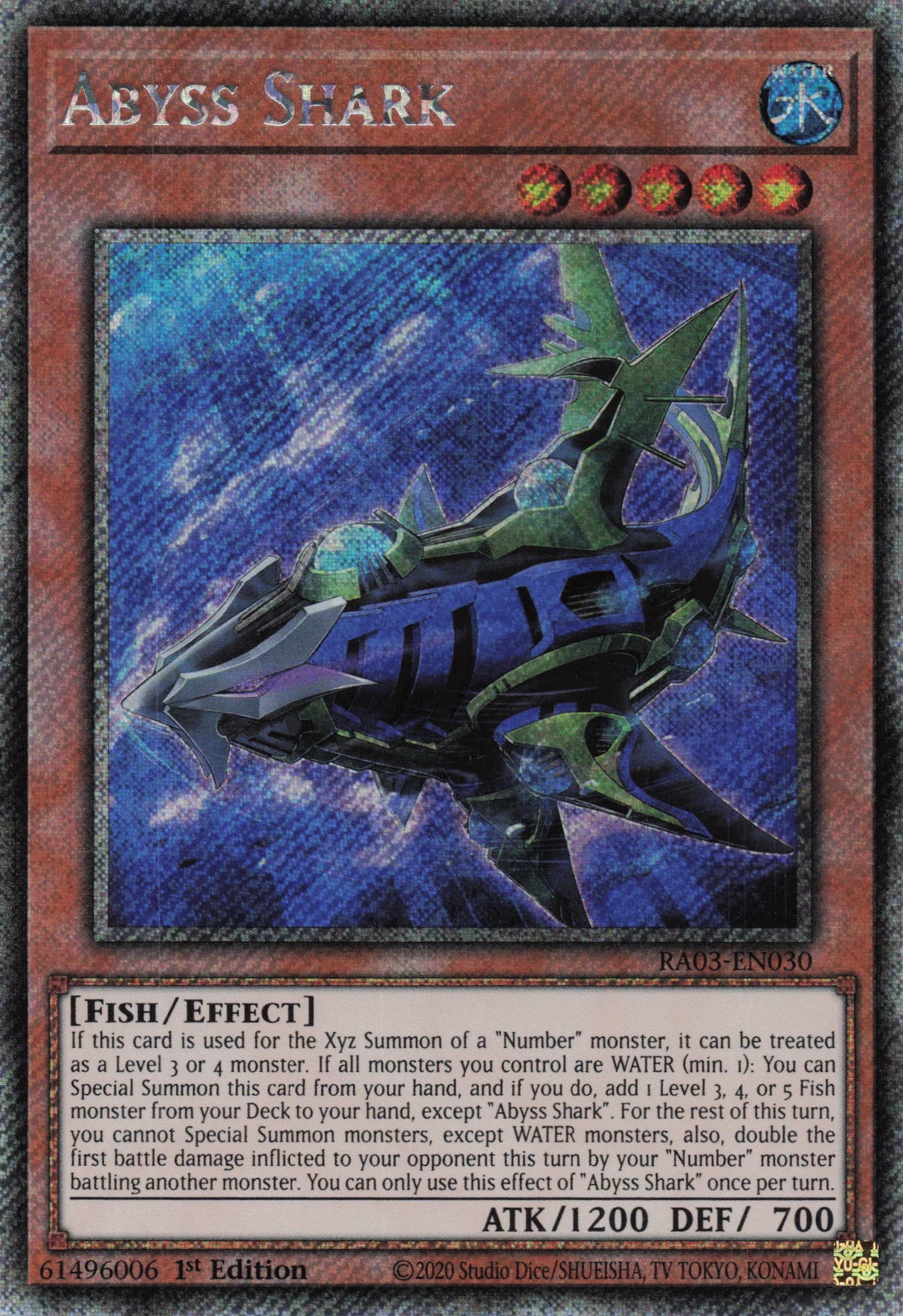 american yugioh cards Abyss Shark RA03-EN030 - - Quarter Century Secret Rare