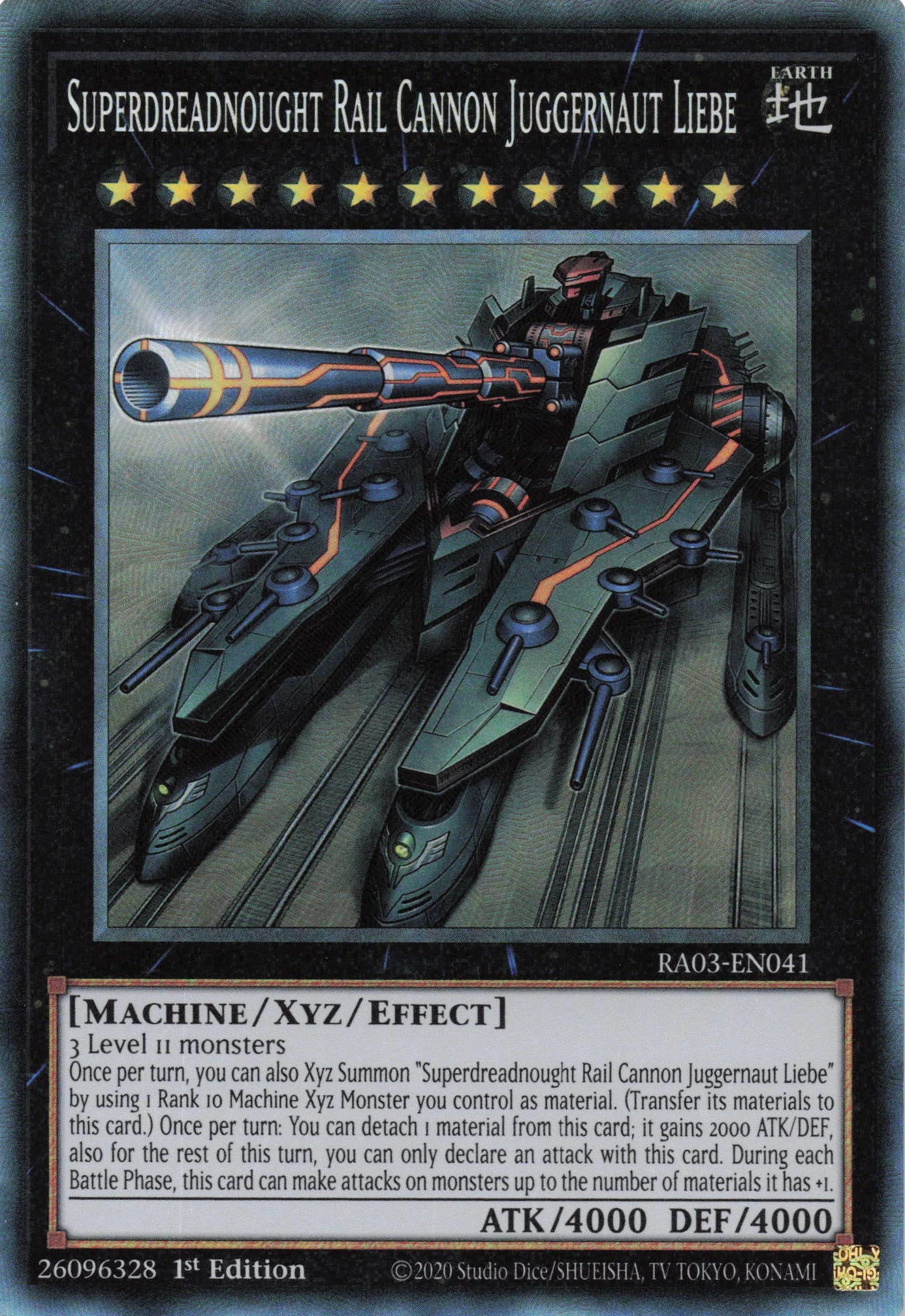 Superdreadnought Rail Cannon Juggernaut Liebe RA03-EN041 - Collector's Rare -