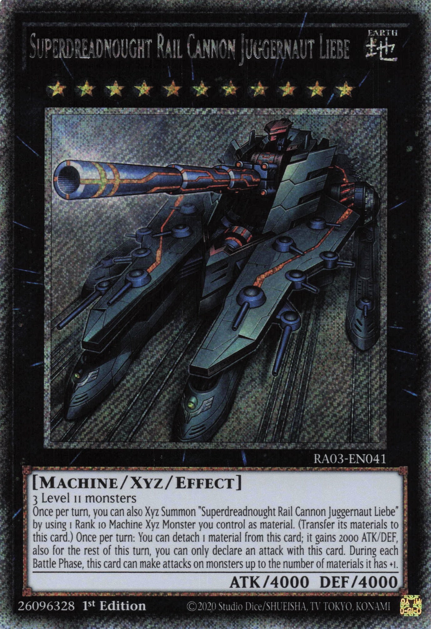 Superdreadnought Rail Cannon Juggernaut Liebe RA03-EN041 - Platinum Secret Rare -