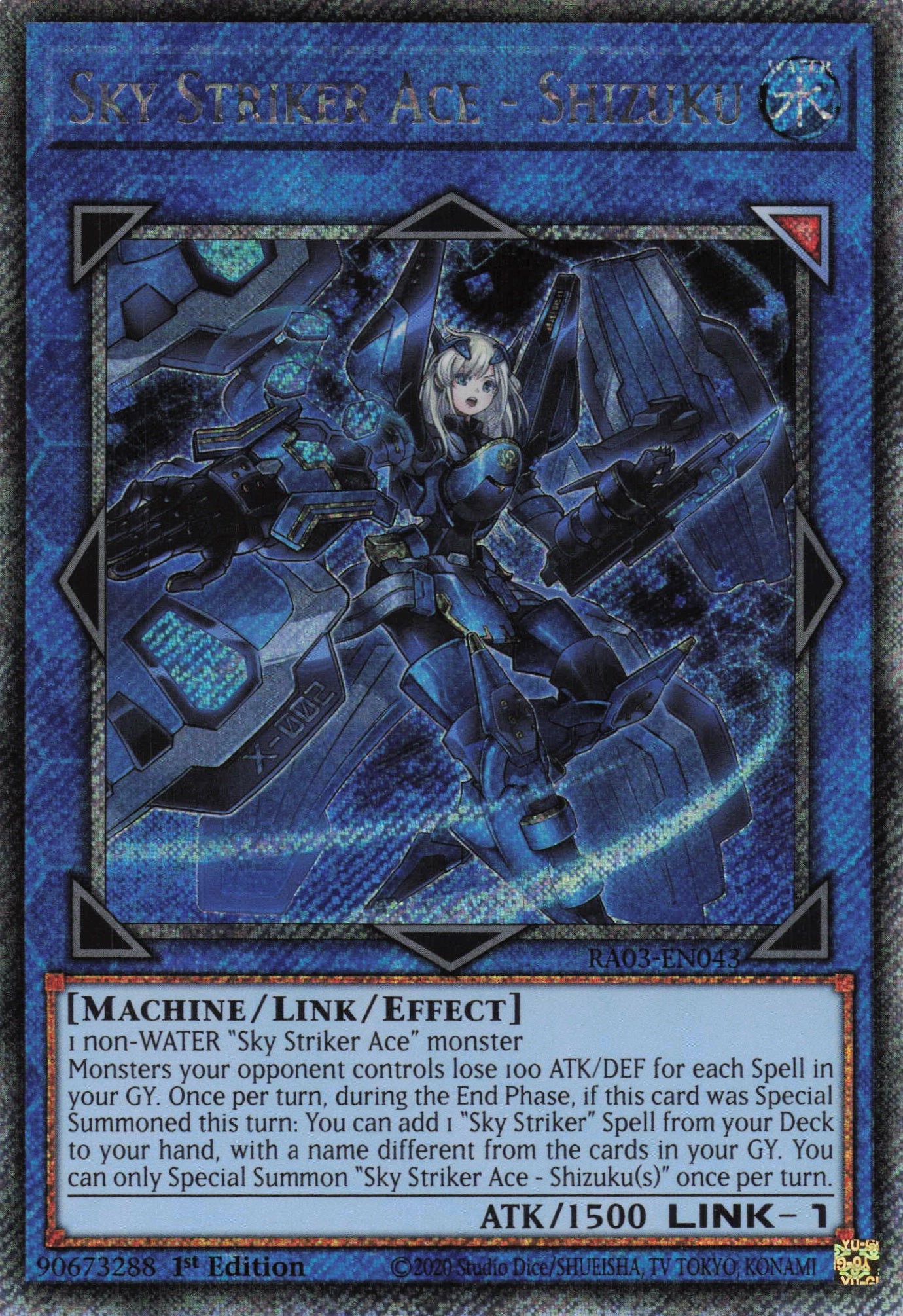 Sky Striker Ace - Shizuku (alternate artwork) RA03-EN043 - Quarter Century Secret Rare -