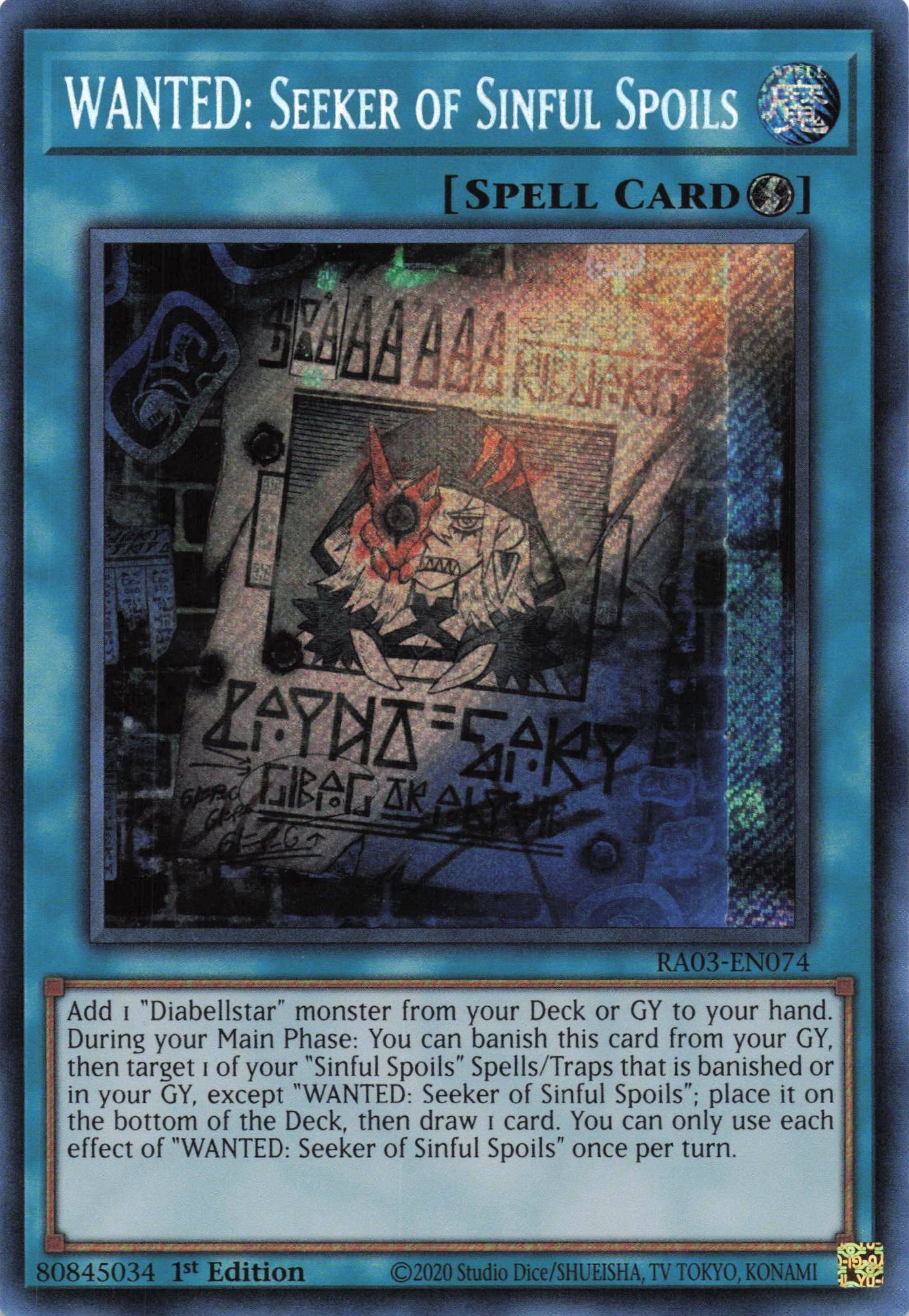 WANTED: Seeker of Sinful Spoils RA03-EN074 - Secret Rare -
