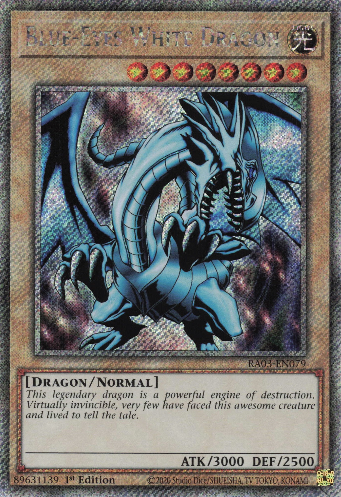 Blue-Eyes White Dragon RA03-EN079 - - Platinum Secret Rare - -