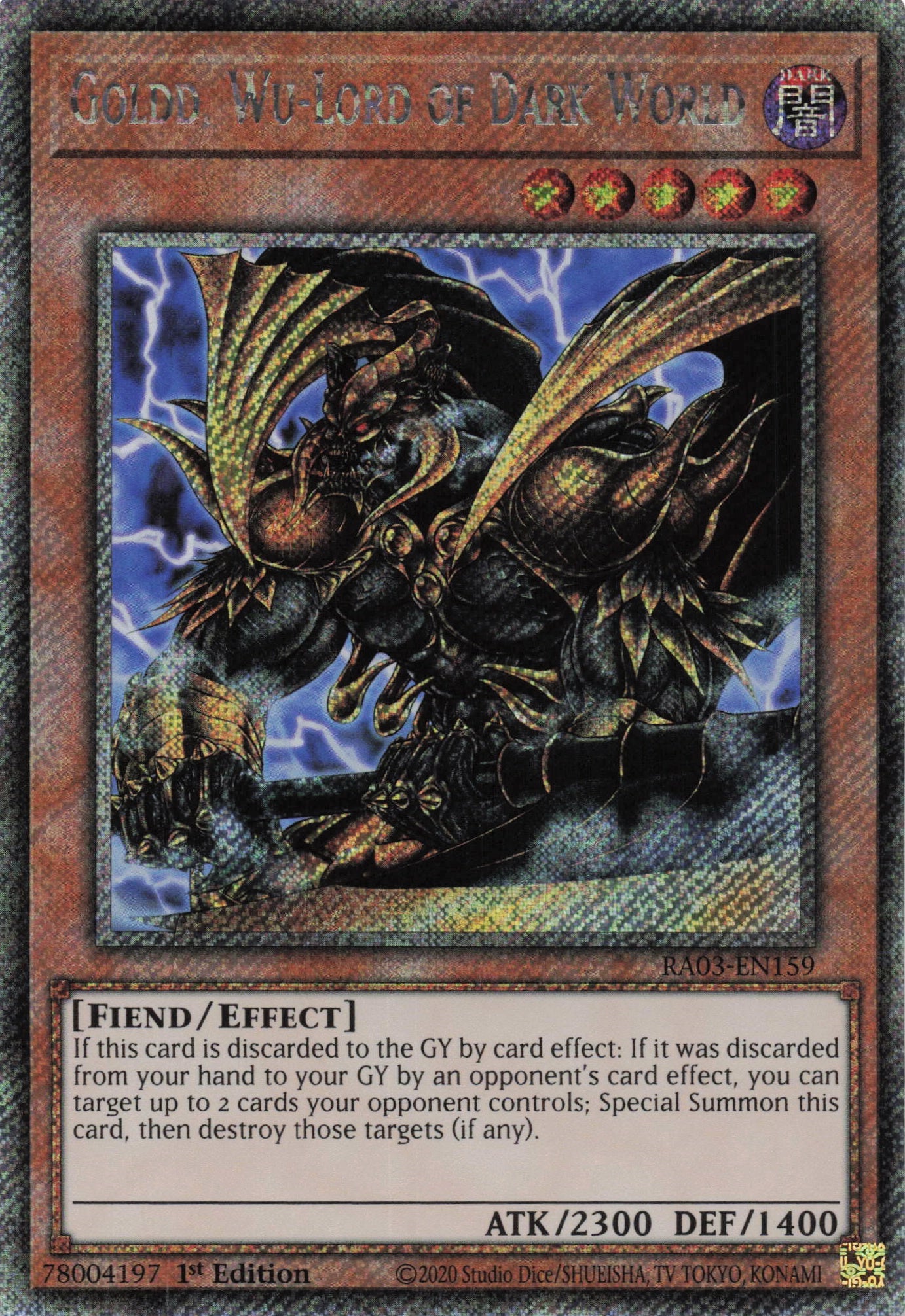 Goldd, Wu-Lord of Dark World RA03-EN159 - Platinum Secret Rare -