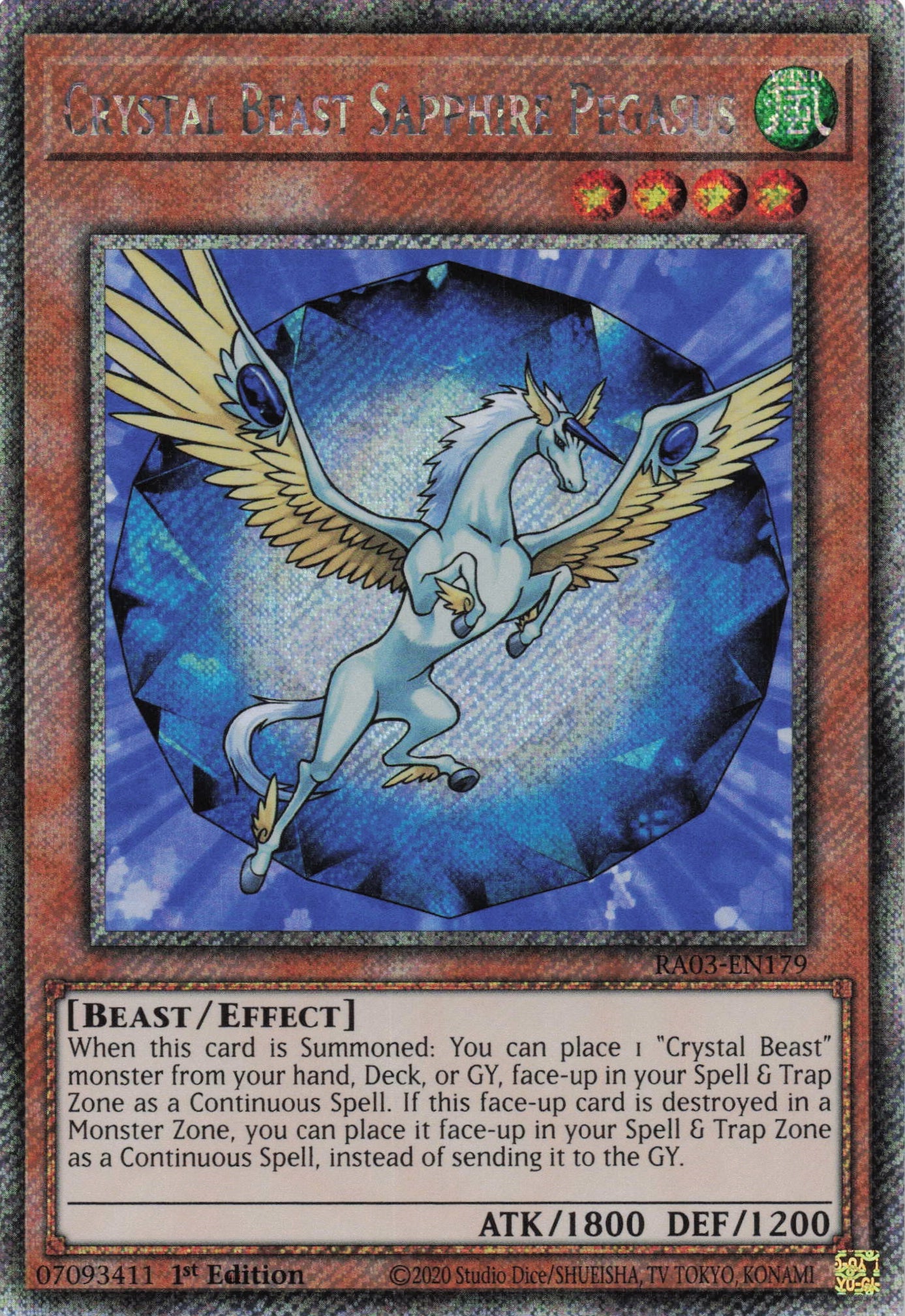 Crystal Beast Sapphire Pegasus RA03-EN179 - Quarter Century Secret Rare -