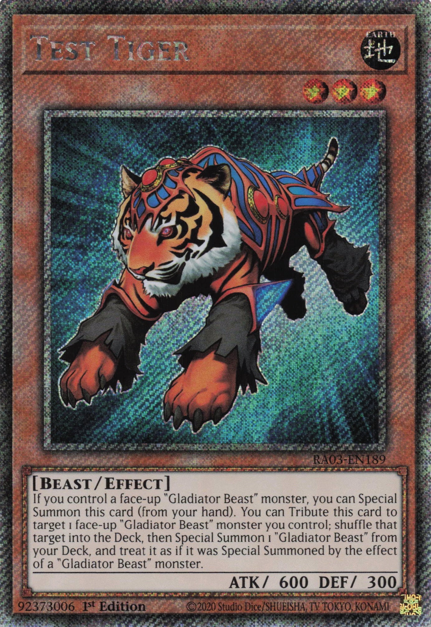 Test Tiger RA03-EN189 - Platinum Secret Rare -