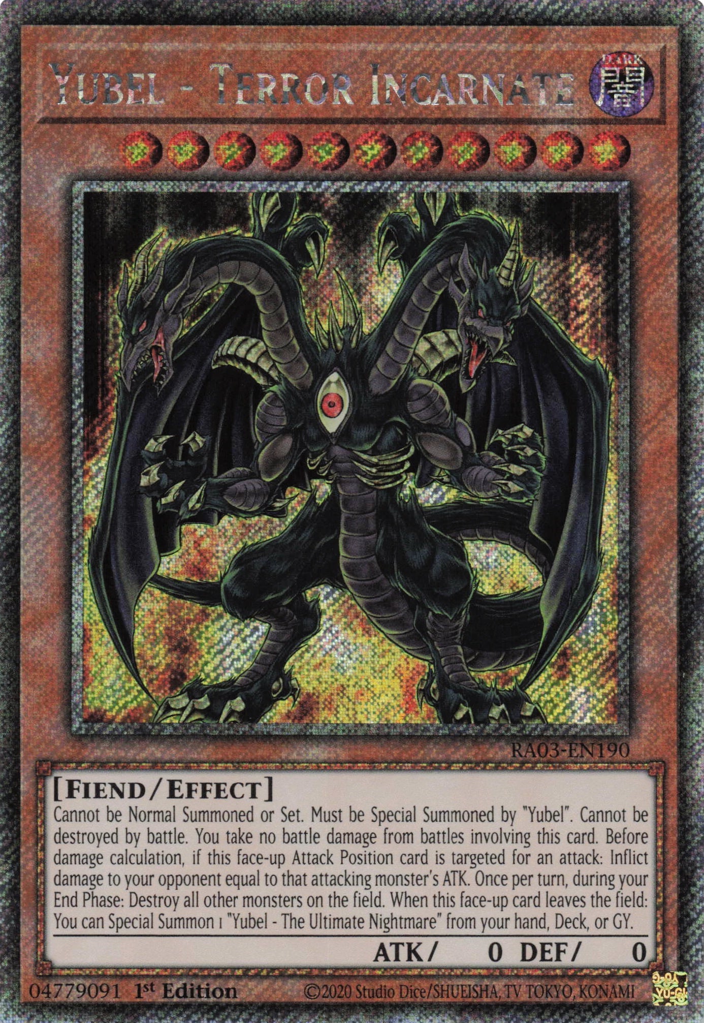 Yubel - Terror Incarnate RA03-EN190 - Quarter Century Secret Rare -