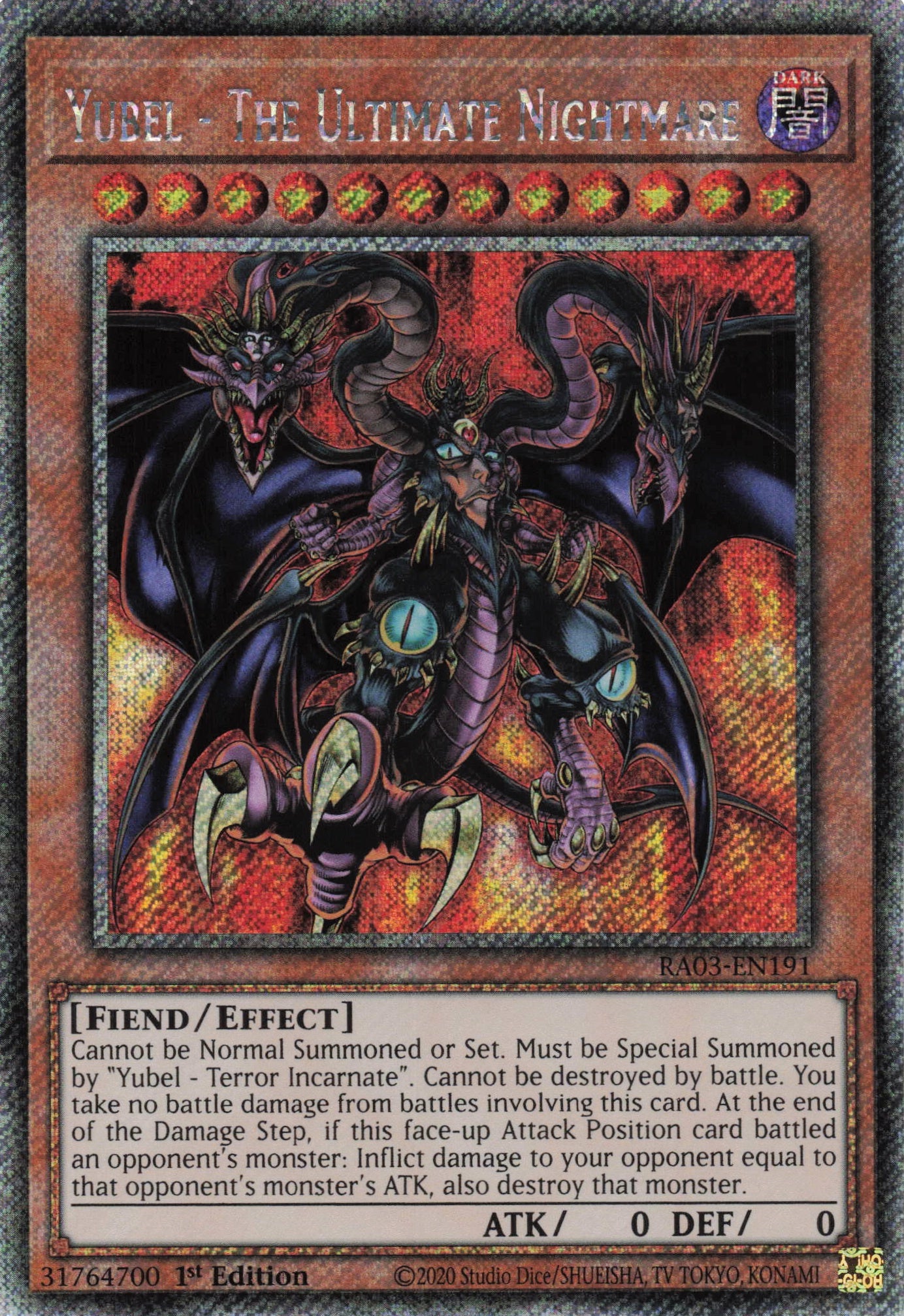 Yubel - The Ultimate Nightmare RA03-EN191 - Platinum Secret Rare -