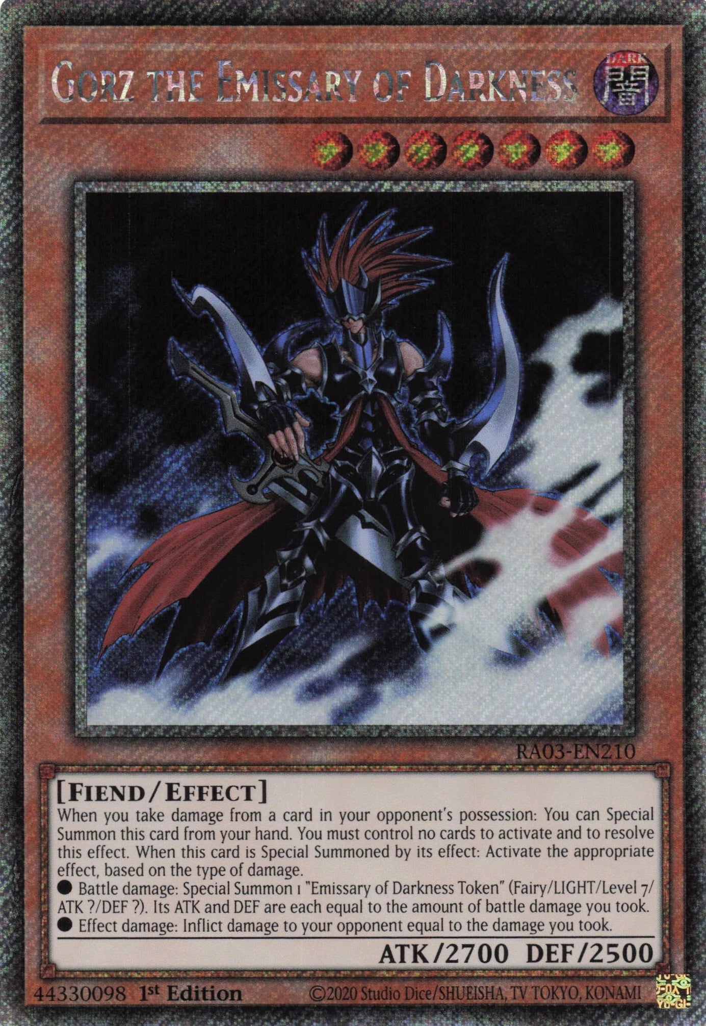 Gorz the Emissary of Darkness RA03-EN210 - Quarter Century Secret Rare -