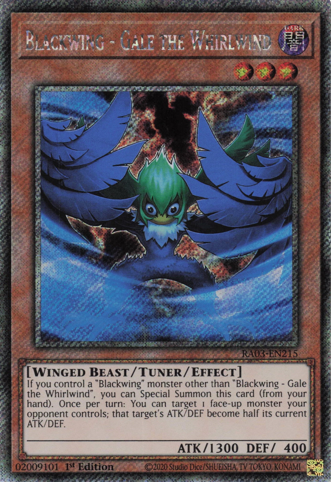 Blackwing Gale the Whirlwind RA03-EN215 - - Quarter Century Secret Rare - -