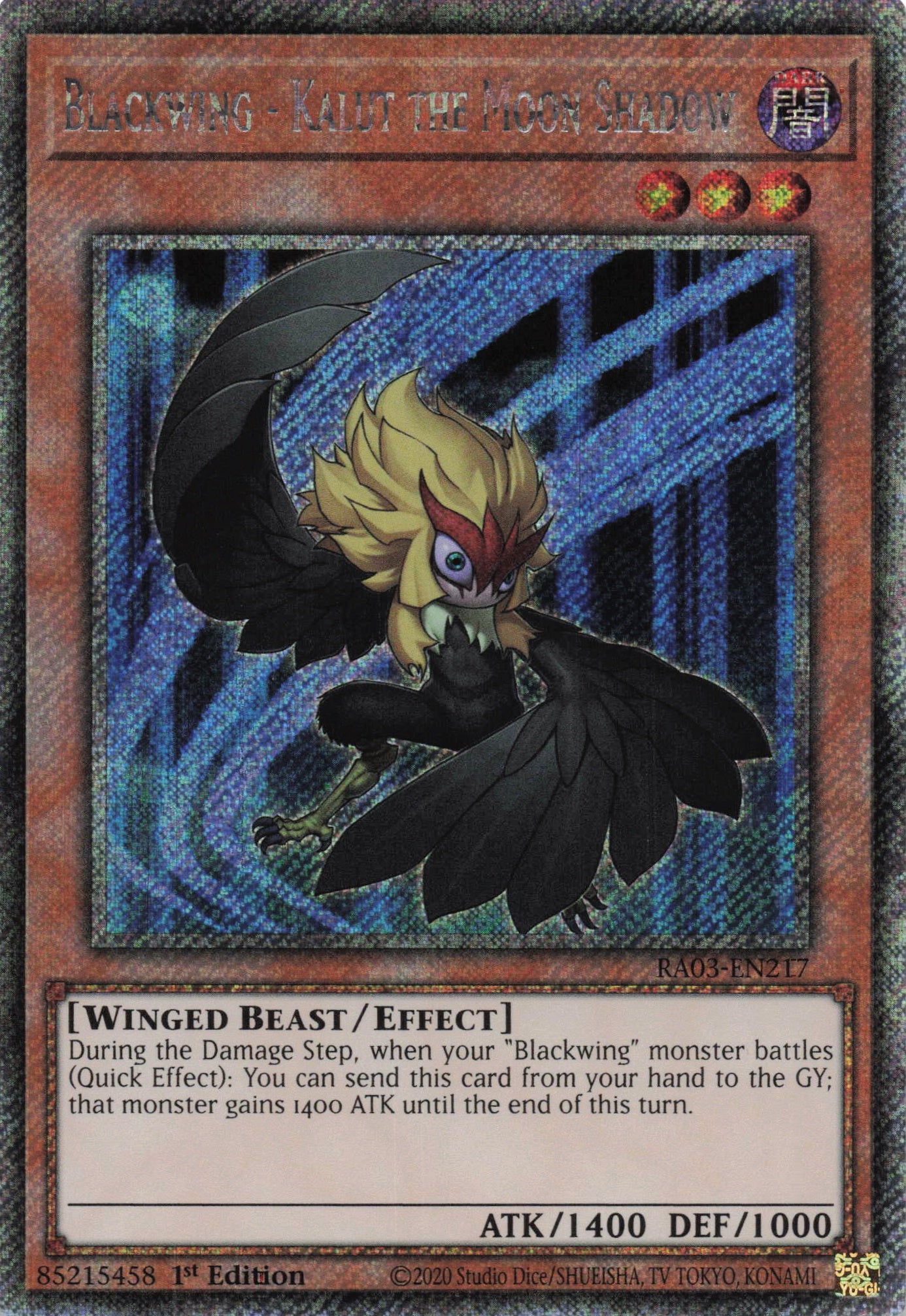 Blackwing Kalut the Moonshadow RA03-EN217 - - Quarter Century Secret Rare - -
