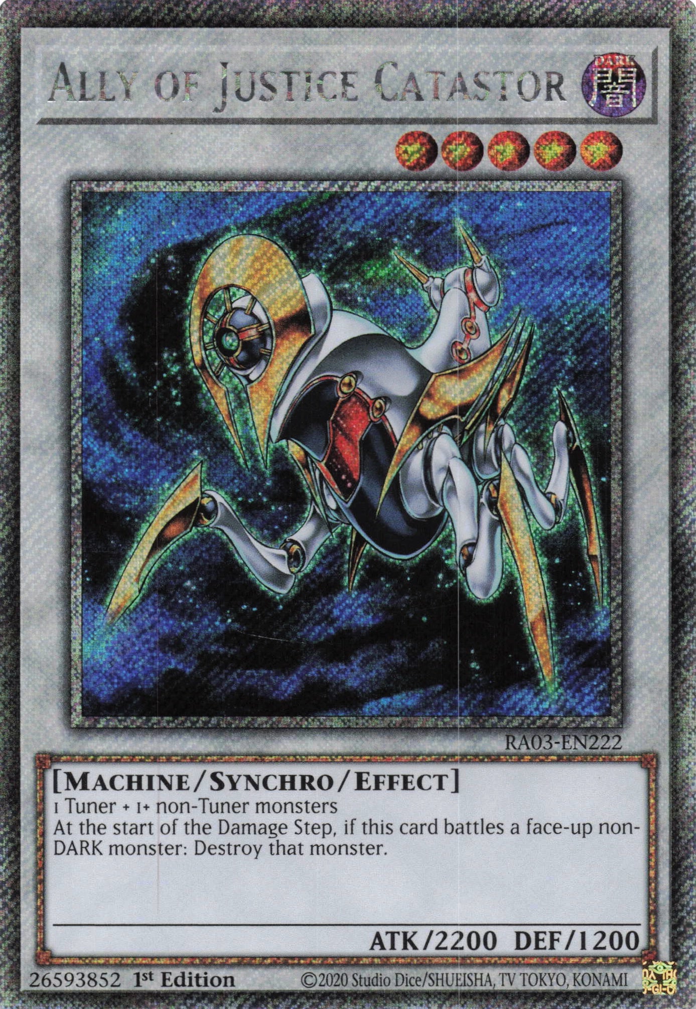 Ally of Justice Catastor RA03-EN222 - - Platinum Secret Rare - -