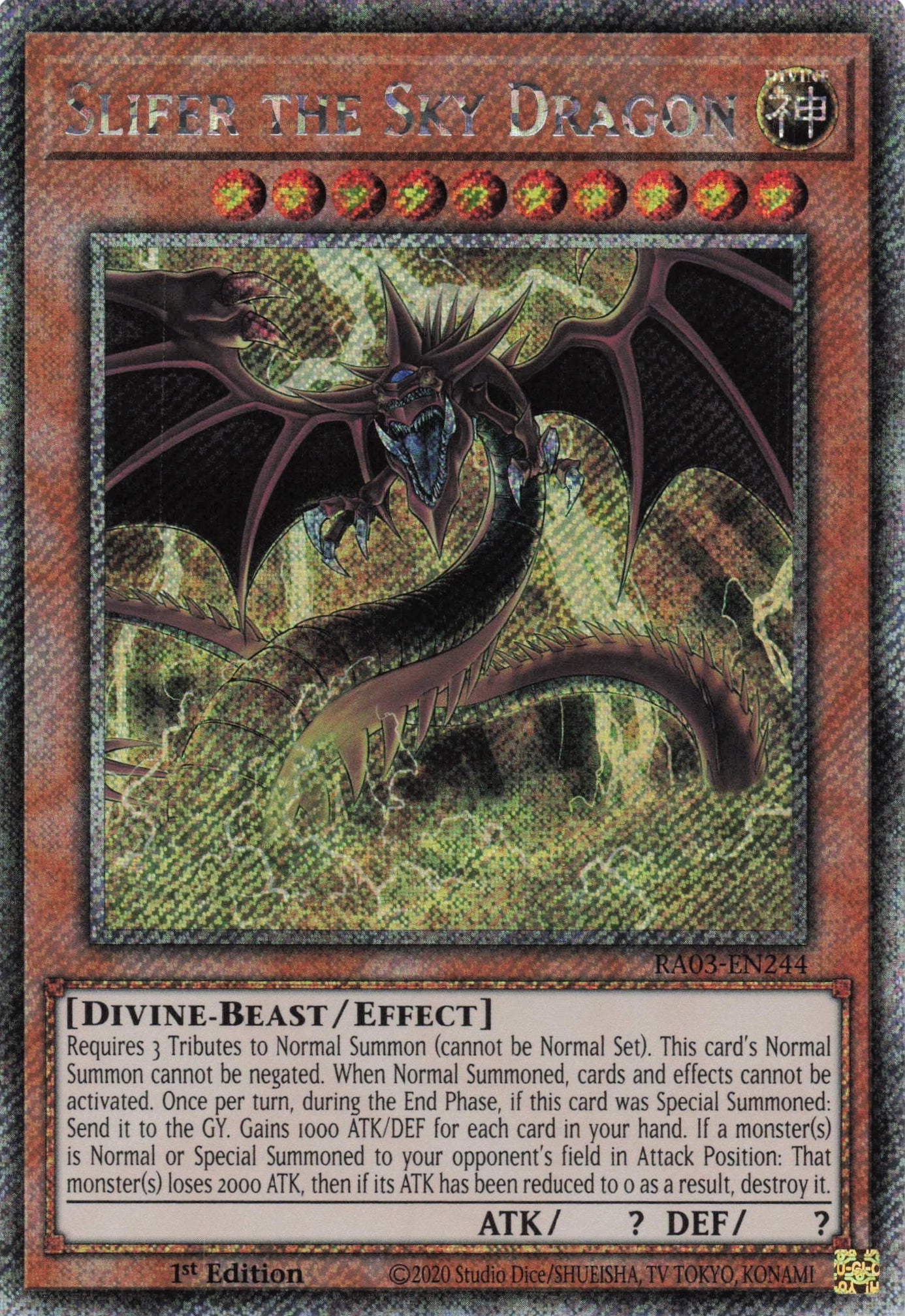Slifer the Sky Dragon Alternate Art RA03-EN244 - Quarter Century Secret Rare -