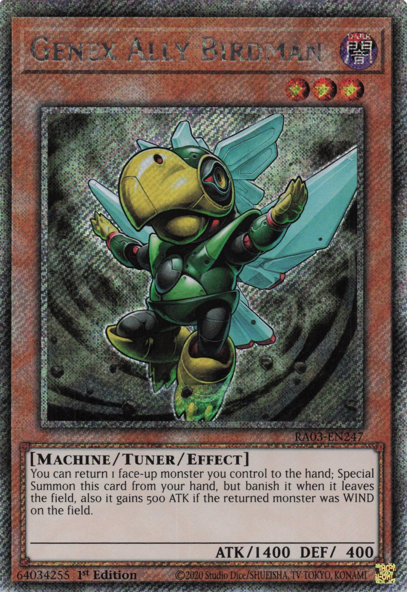 Genex Ally Birdman RA03-EN247 - Platinum Secret Rare -