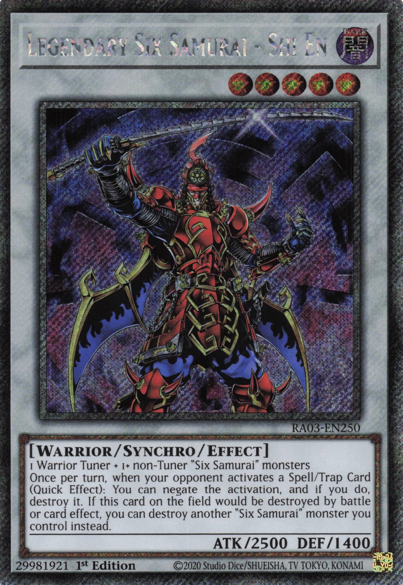 Legendary Six Samurai - Shi En RA03-EN250 - Quarter Century Secret Rare -