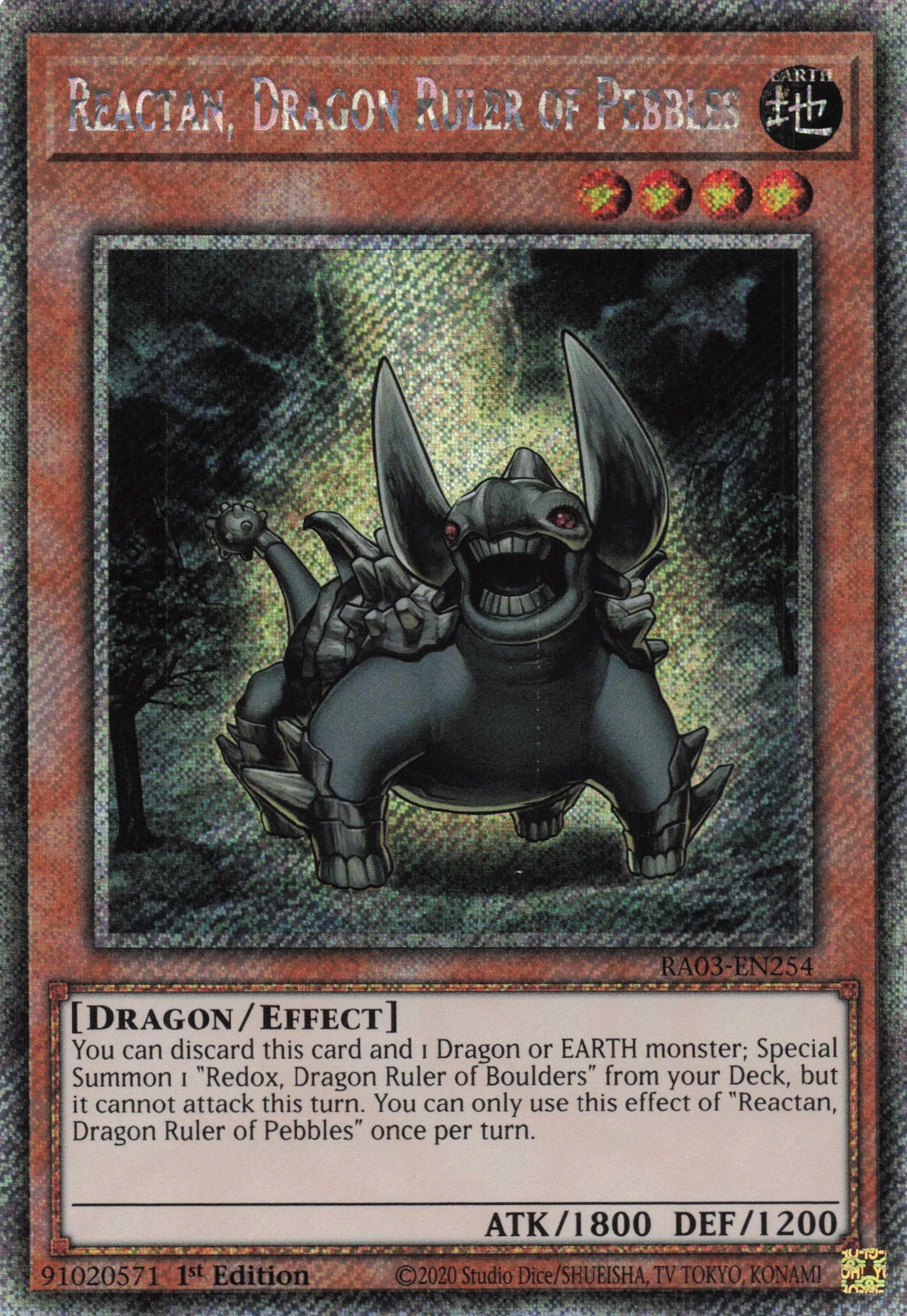 Reactan, Dragon Ruler of Pebbles RA03-EN254 - Platinum Secret Rare -
