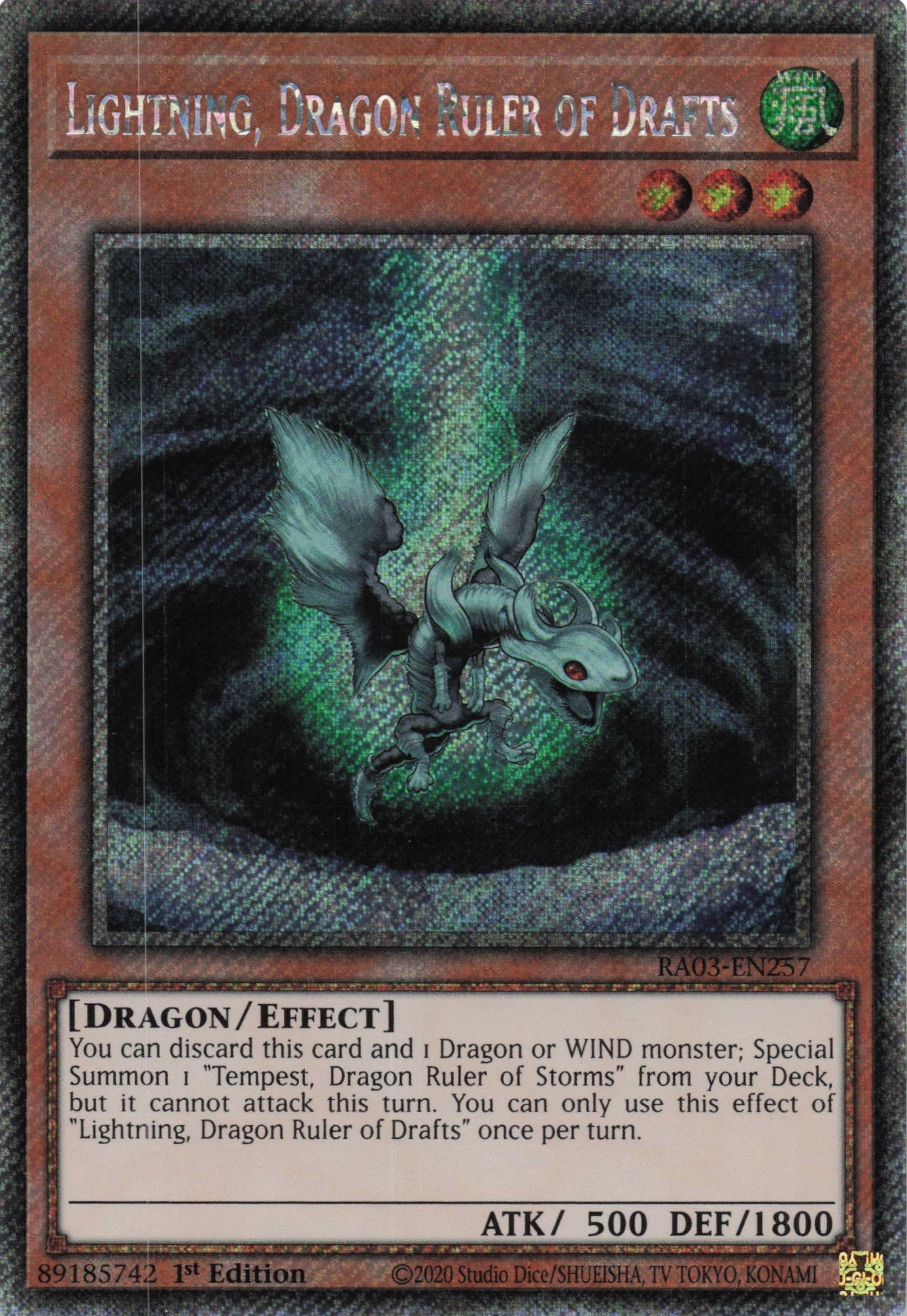 Lightning, Dragon Ruler of Drafts RA03-EN257 - Platinum Secret Rare -